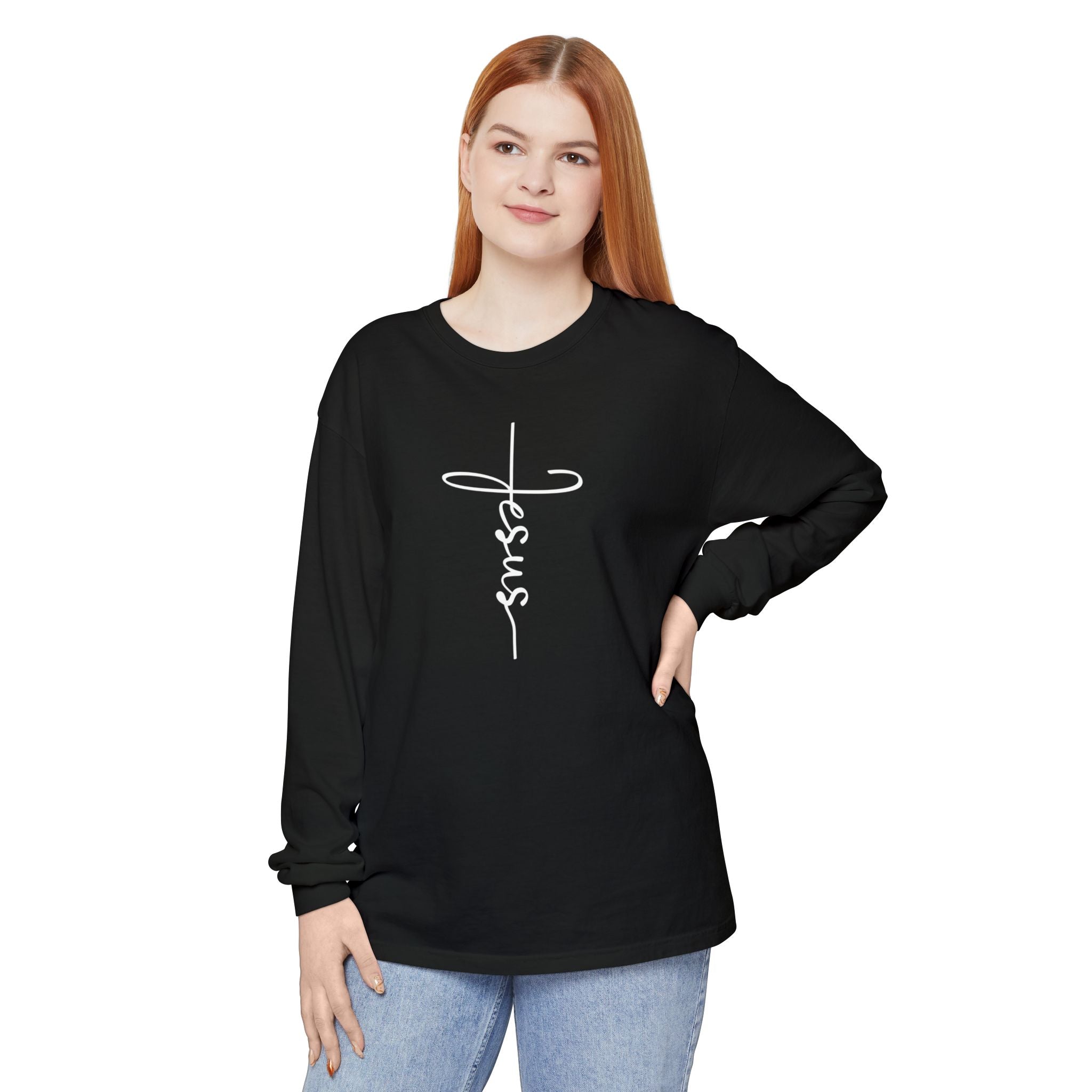 Jesus Cross Unisex Relaxed Fit Long Sleeve T-Shirt