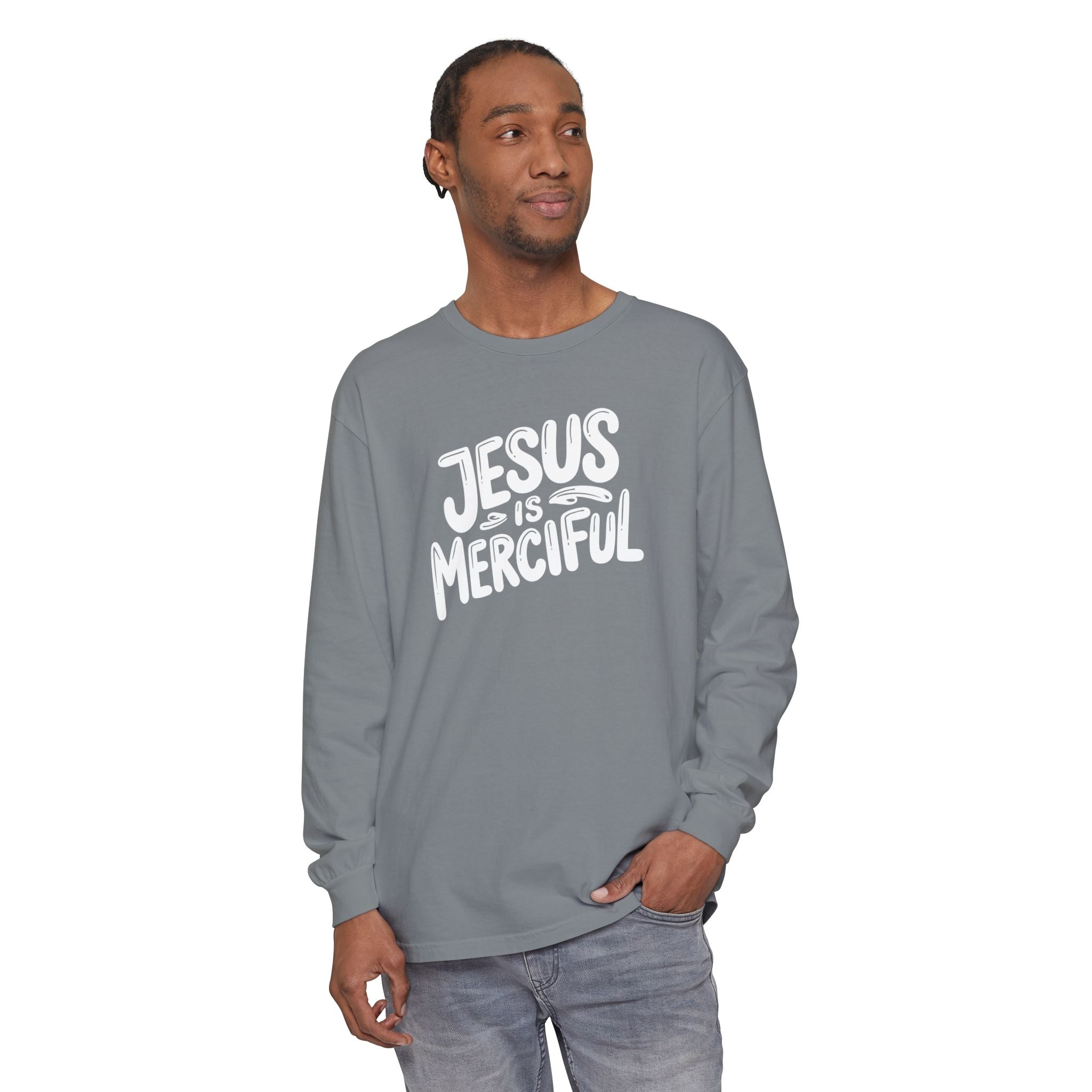 Jesus is Merciful Unisex Relaxed Fit Long Sleeve T-Shirt
