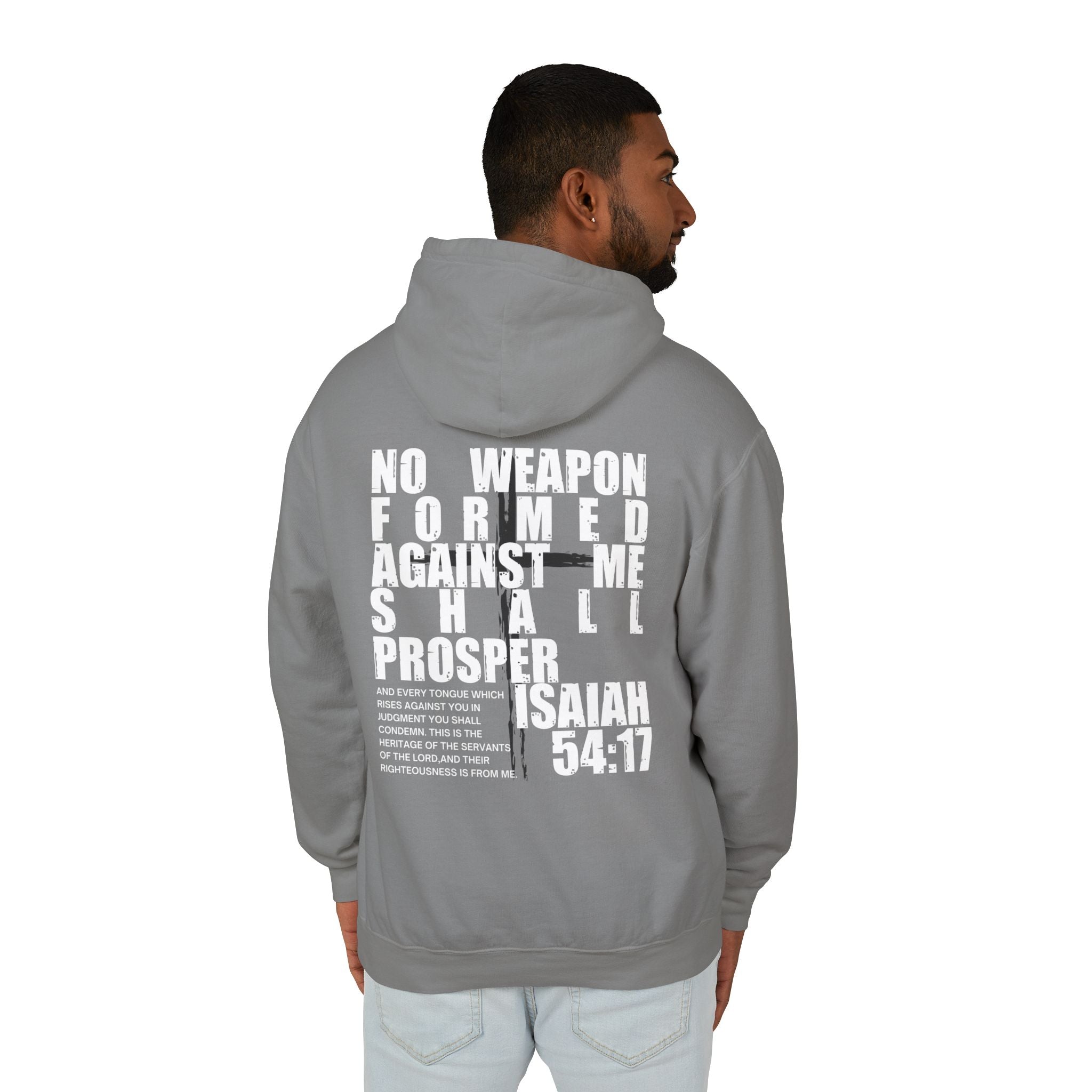Isaiah 54:17 No Weapon Formed Against Me Unisex Relaxed Fit Lightweight Hooded Sweatshirt