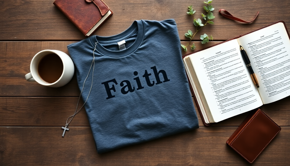 Wearing Your Beliefs: The Power of Faith-Based Fashion Statements with a blue shirt that says 'Faith'.