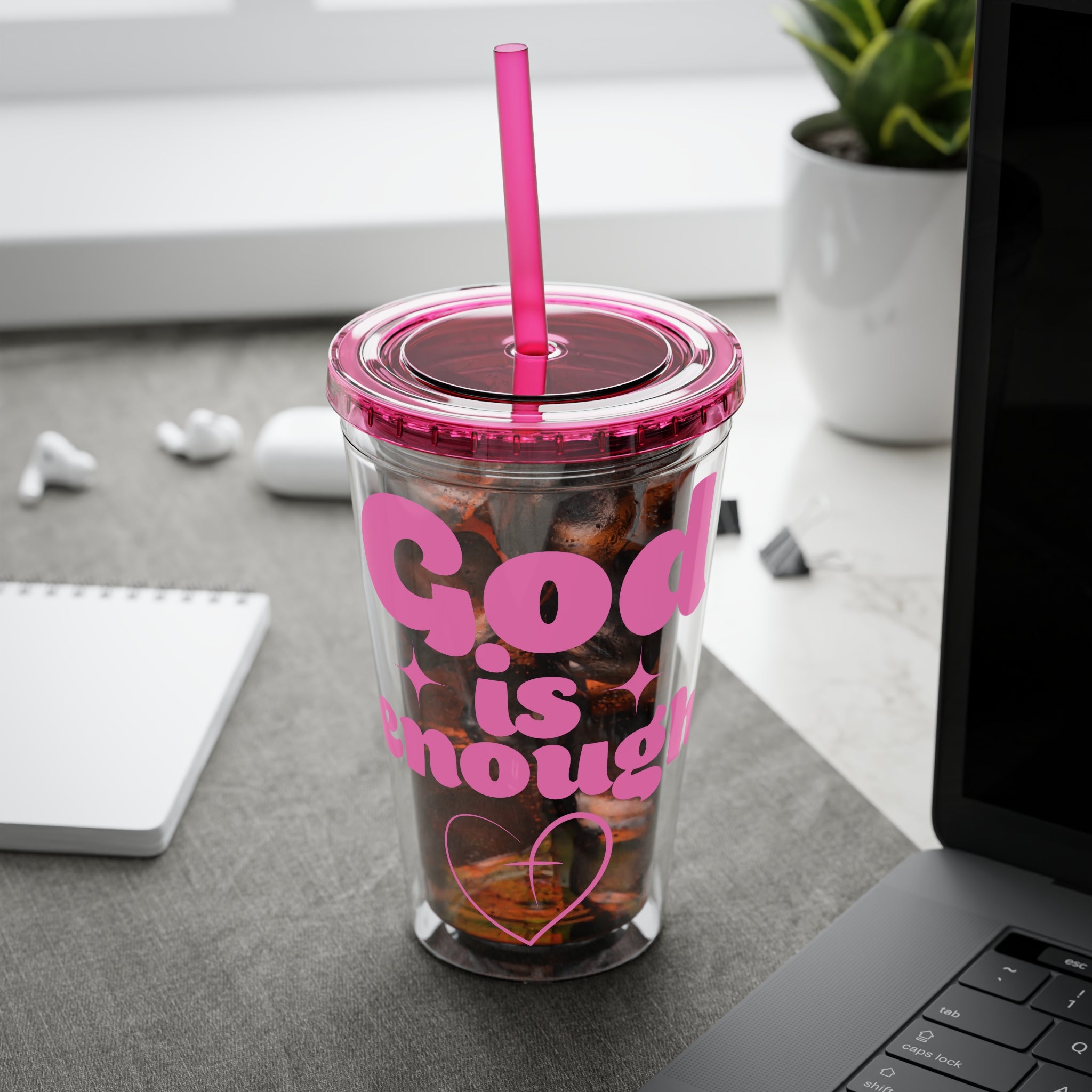 God Is Enough Sunsplash 16oz Tumbler With Straw