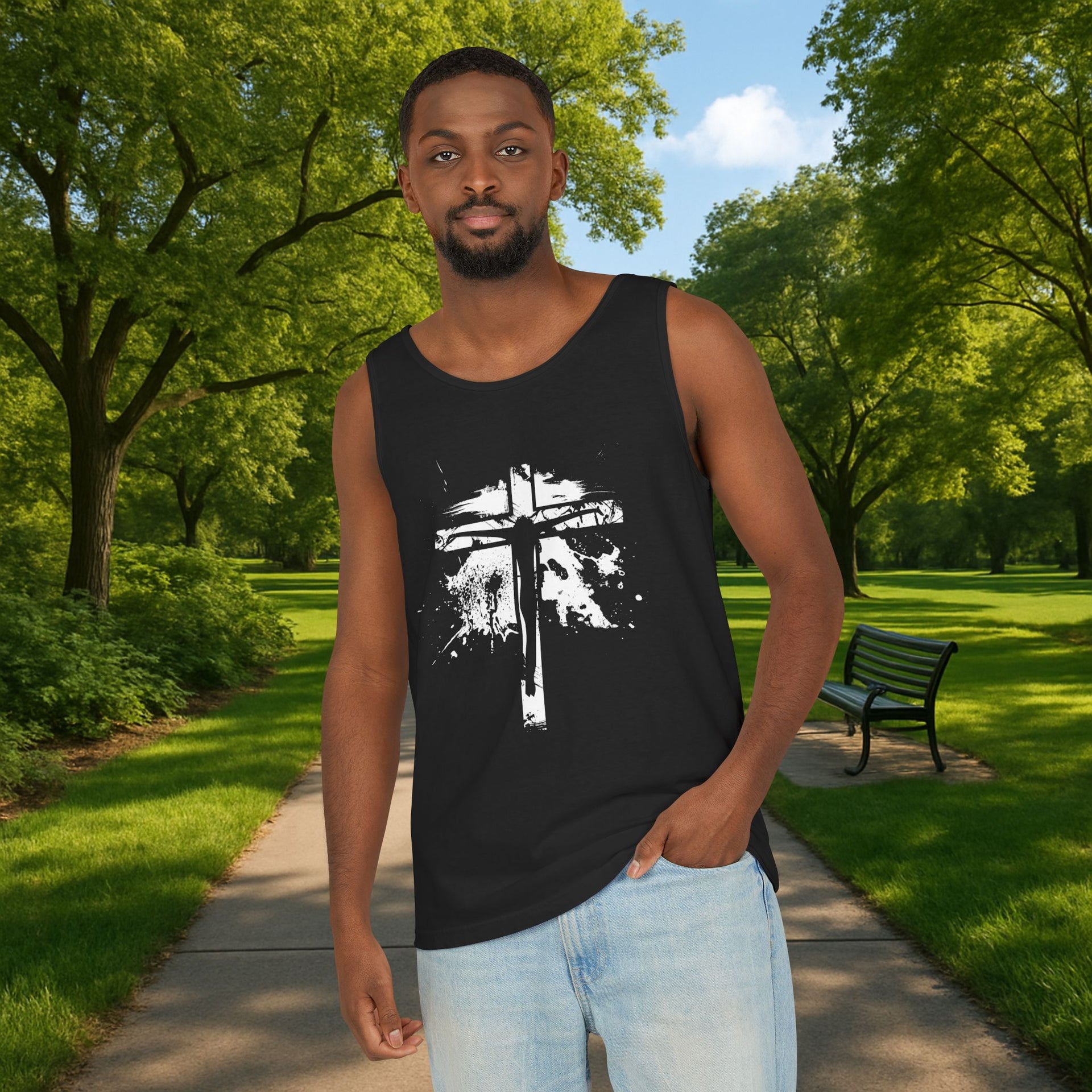 Jesus On Cross Unisex Relaxed Fit Tank Top - My Faith My Father