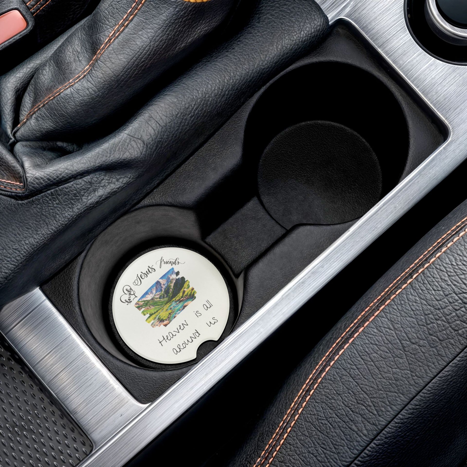 Heaven Is All Around Us Soapstone Car Coaster - My Faith My Father