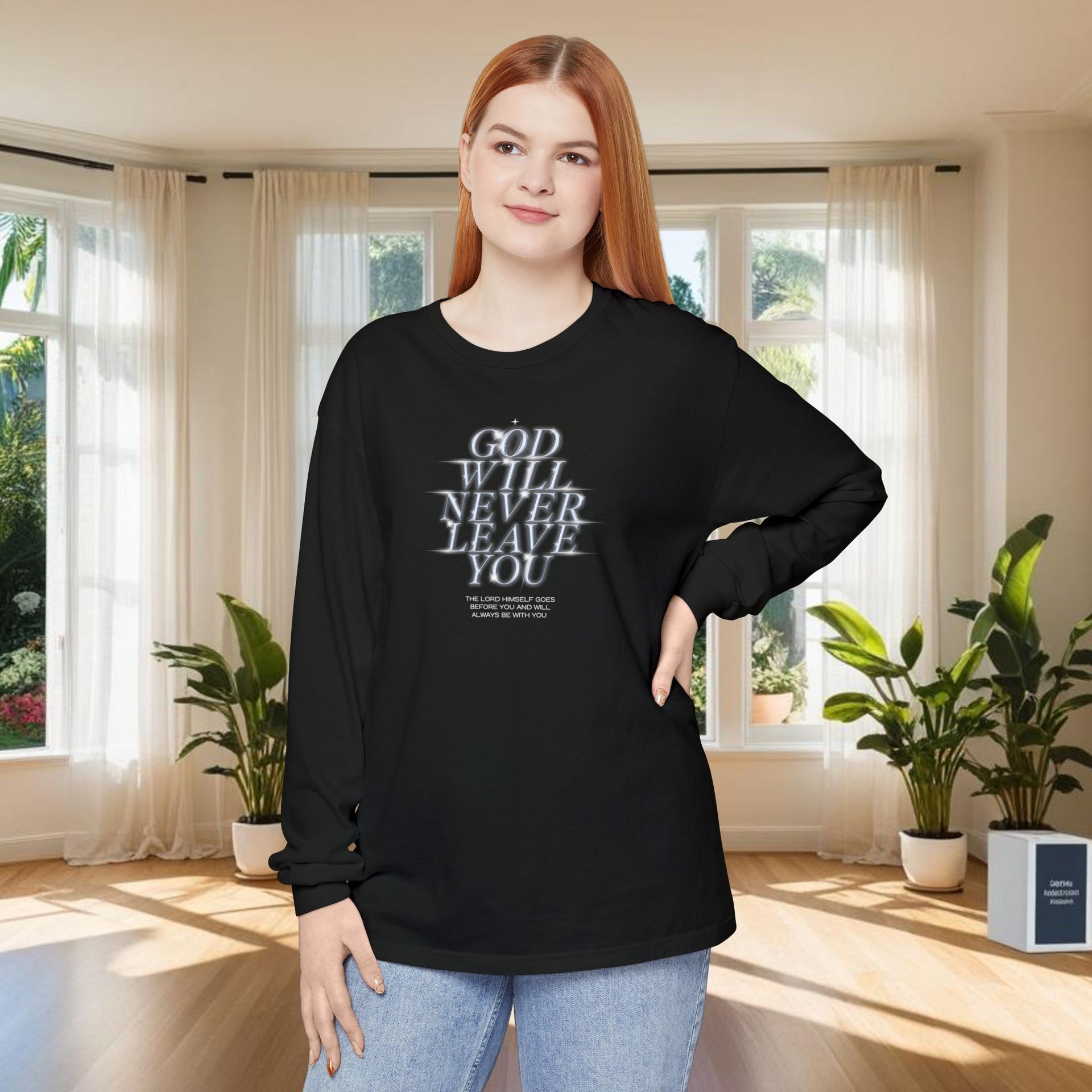 God Will Never Leave You Unisex Relaxed Fit Long Sleeve T-Shirt - My Faith My Father