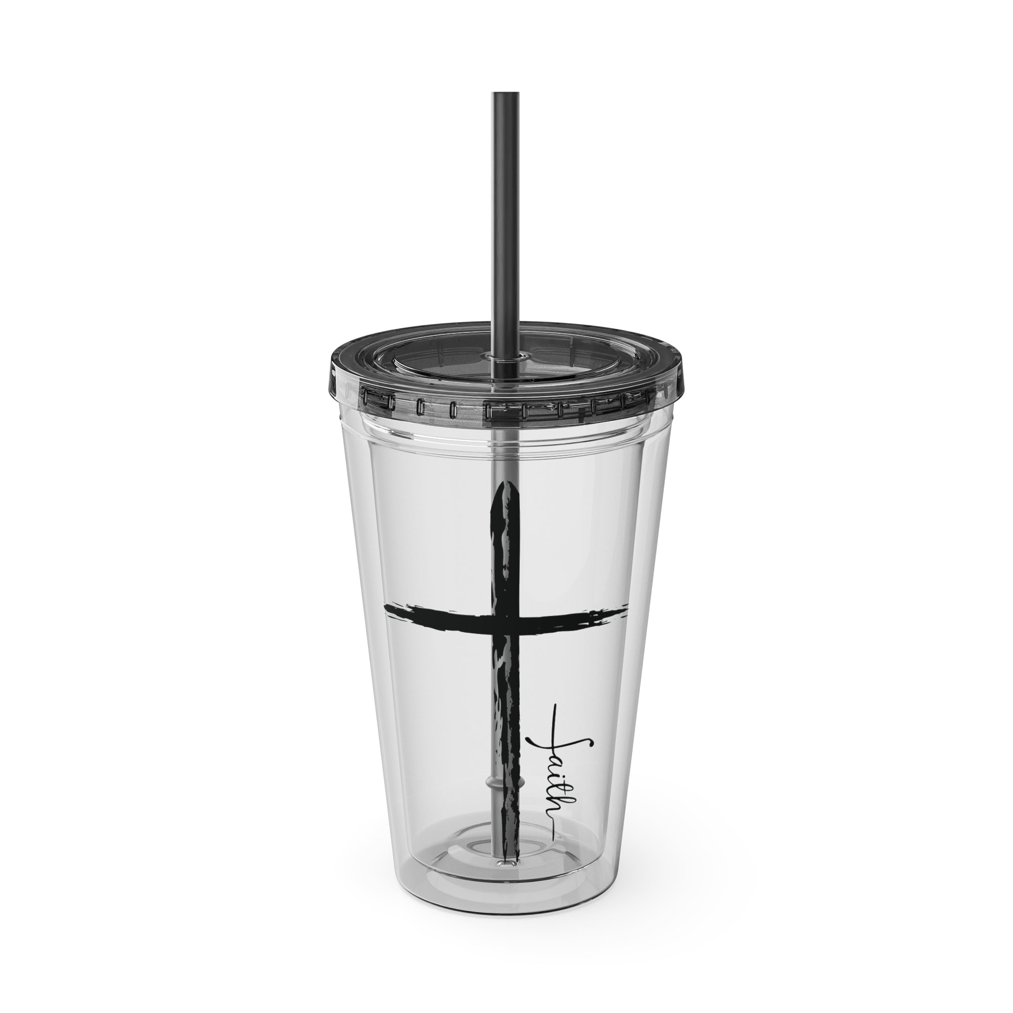 Cross With Faith Sunsplash 16oz Tumbler with Straw