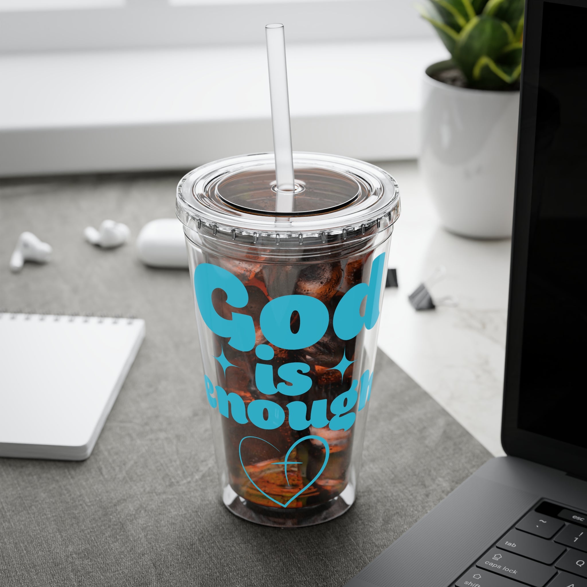 God Is Enough Sunsplash 16oz Tumbler With Straw
