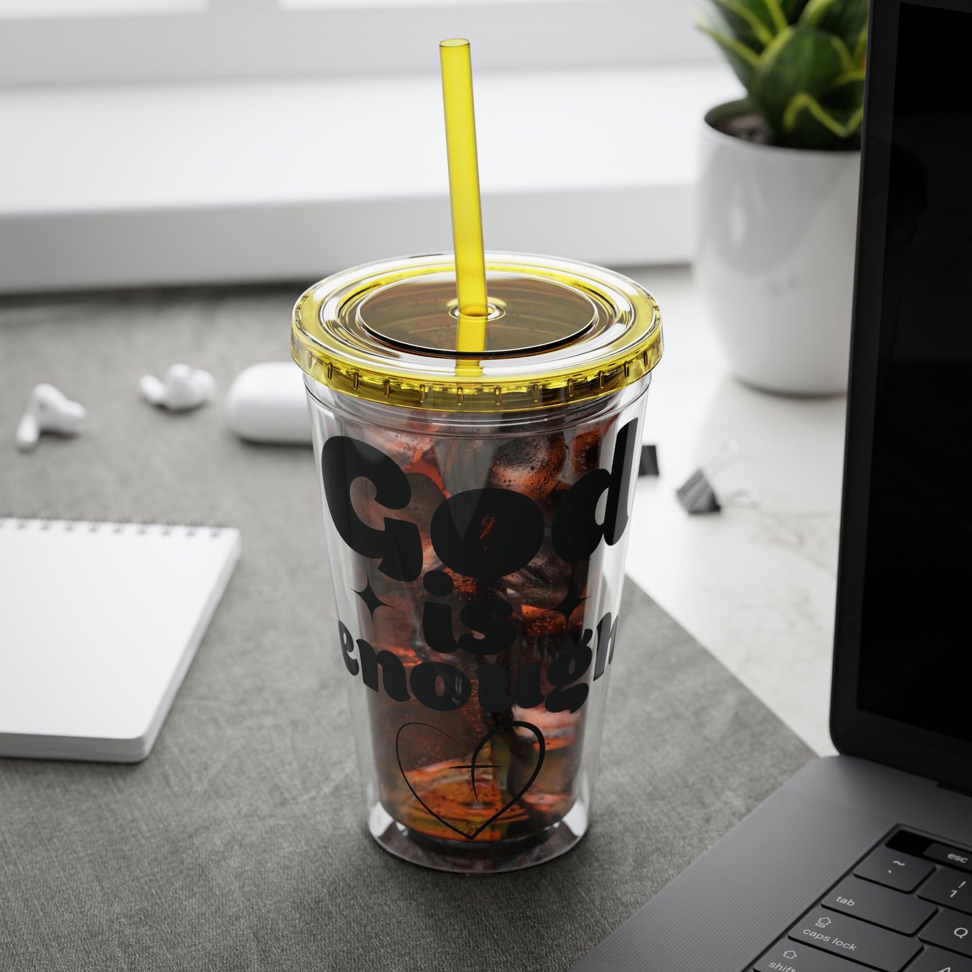 God Is Enough Sunsplash 16oz Tumbler With Straw - My Faith My Father