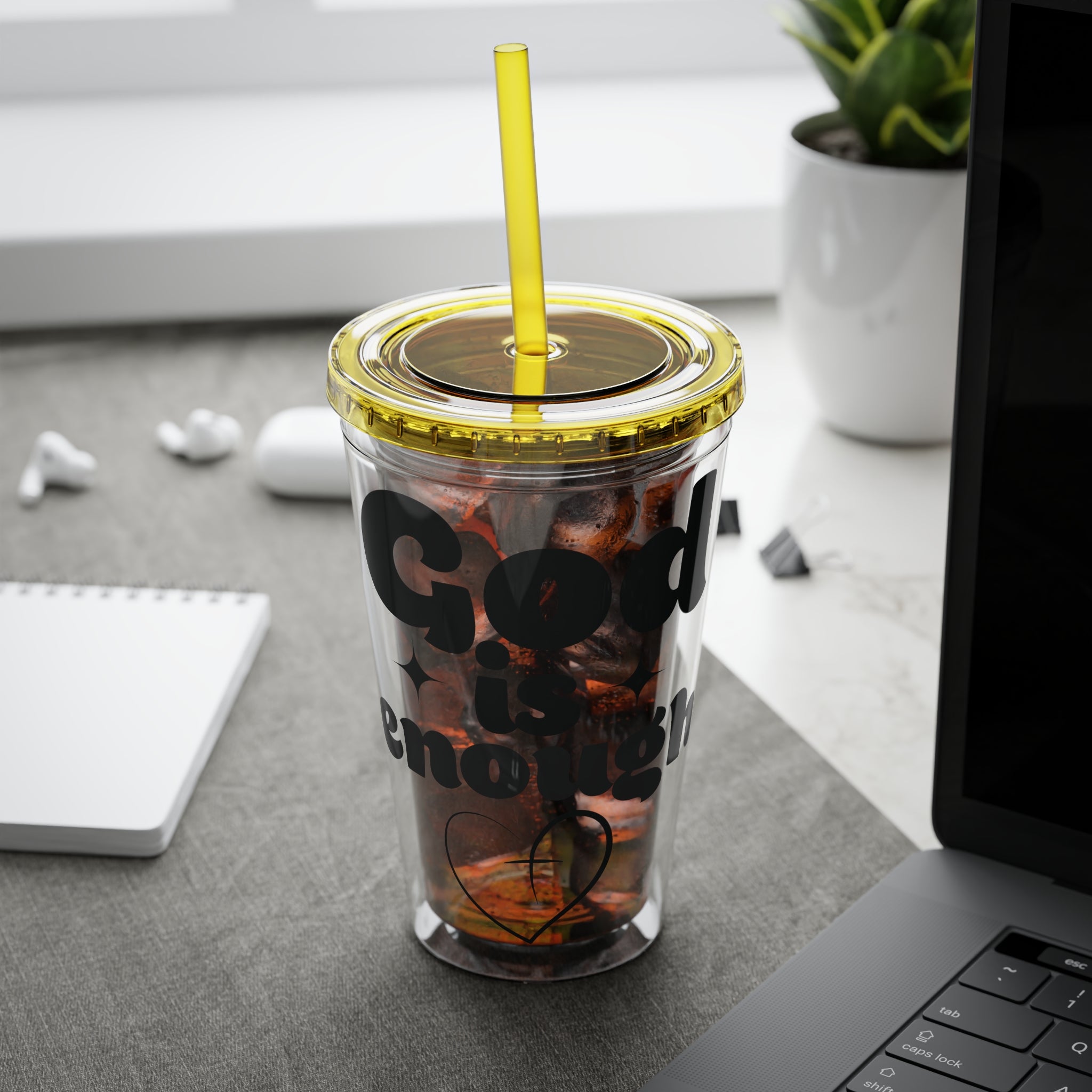 God Is Enough Sunsplash 16oz Tumbler With Straw