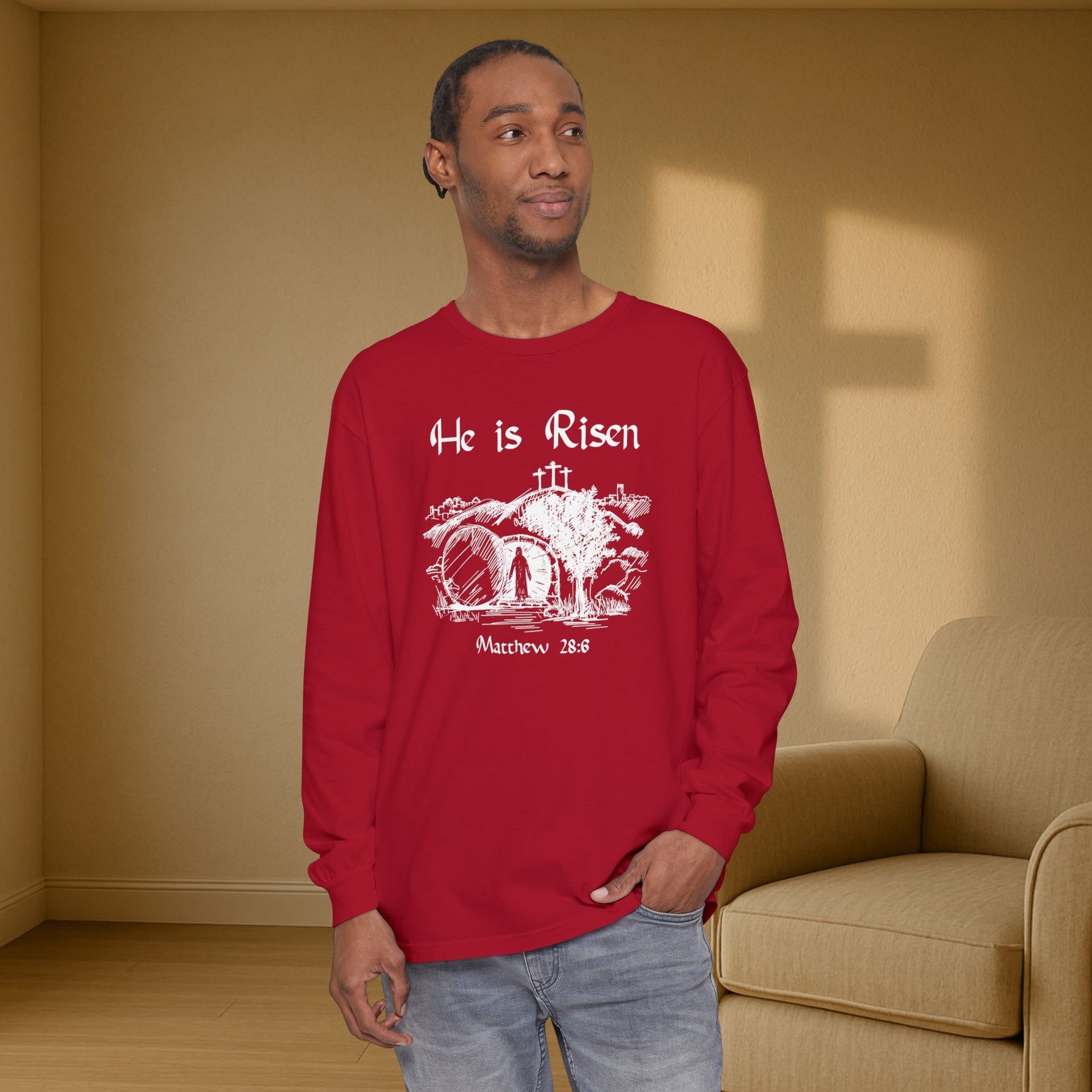 He Is Risen Unisex Relaxed Fit Long Sleeve T-Shirt - My Faith My Father