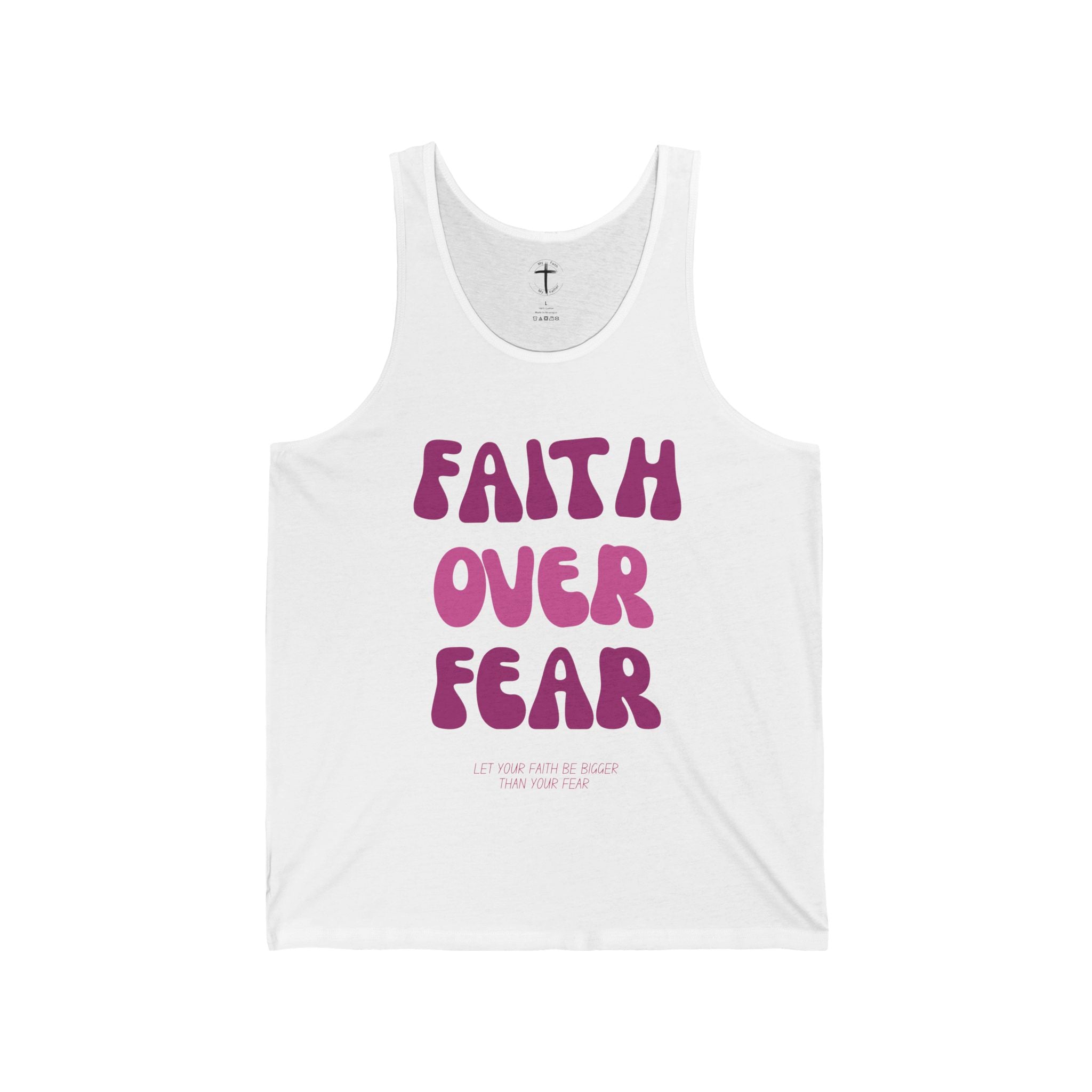 Faith Over Fear Unisex Jersey Tank Top, Inspirational Tank, Motivational Workout Shirt, Summer Casual Wear, Gift for Encouragement