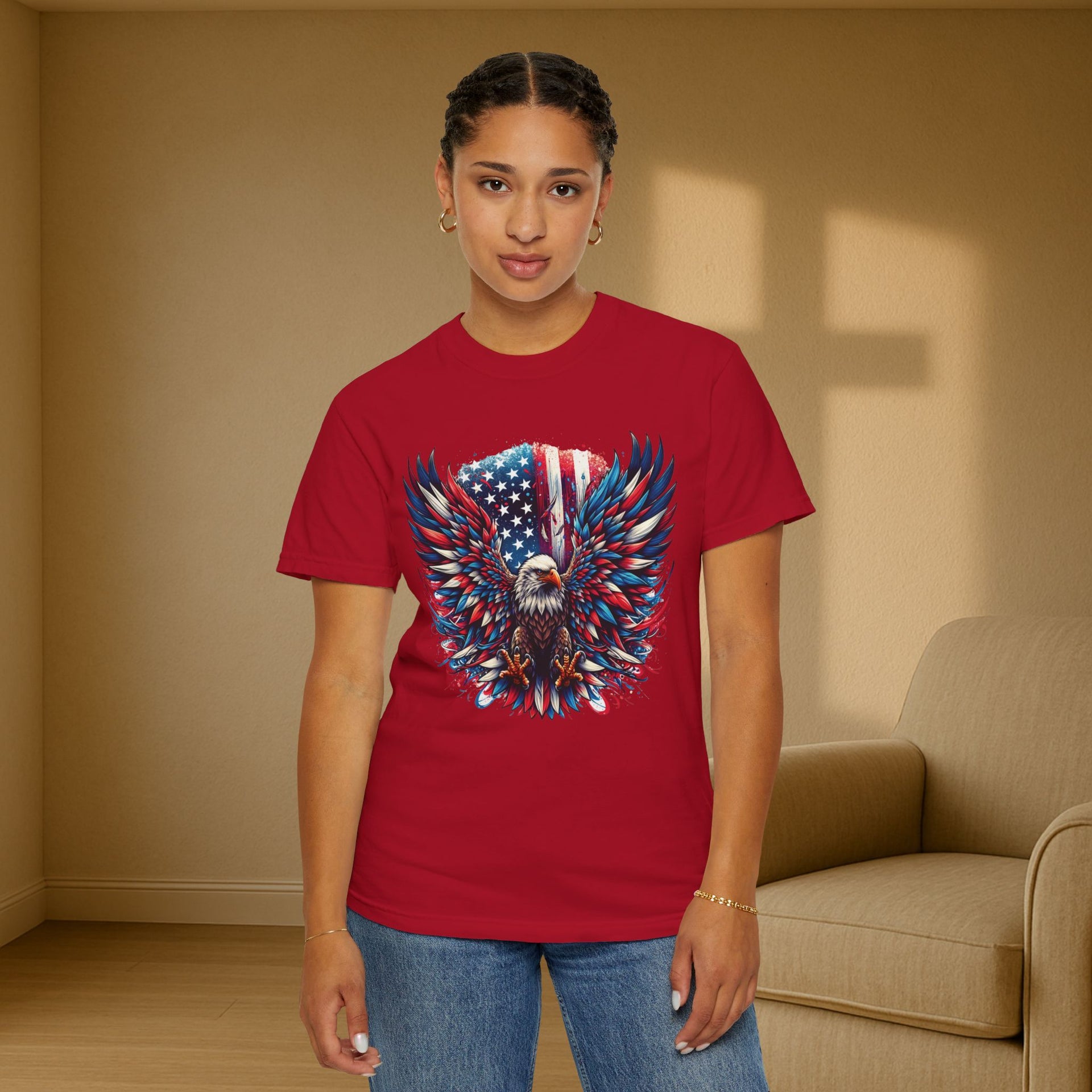 Eagle with Flag Unisex Relax Fit T-Shirt - My Faith My Father