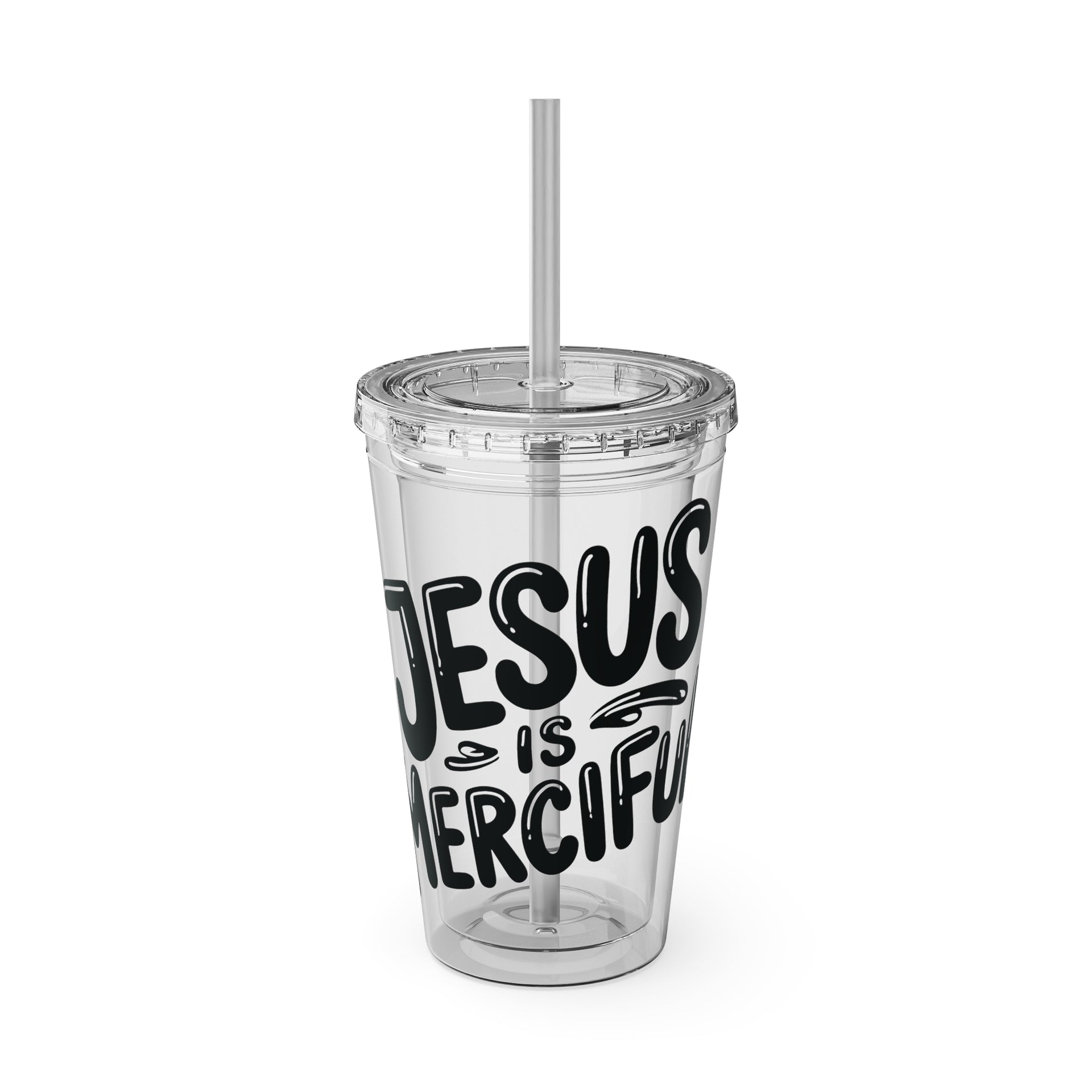 Jesus Is Merciful Sunsplash 16oz Tumbler With Straw - My Faith My Father