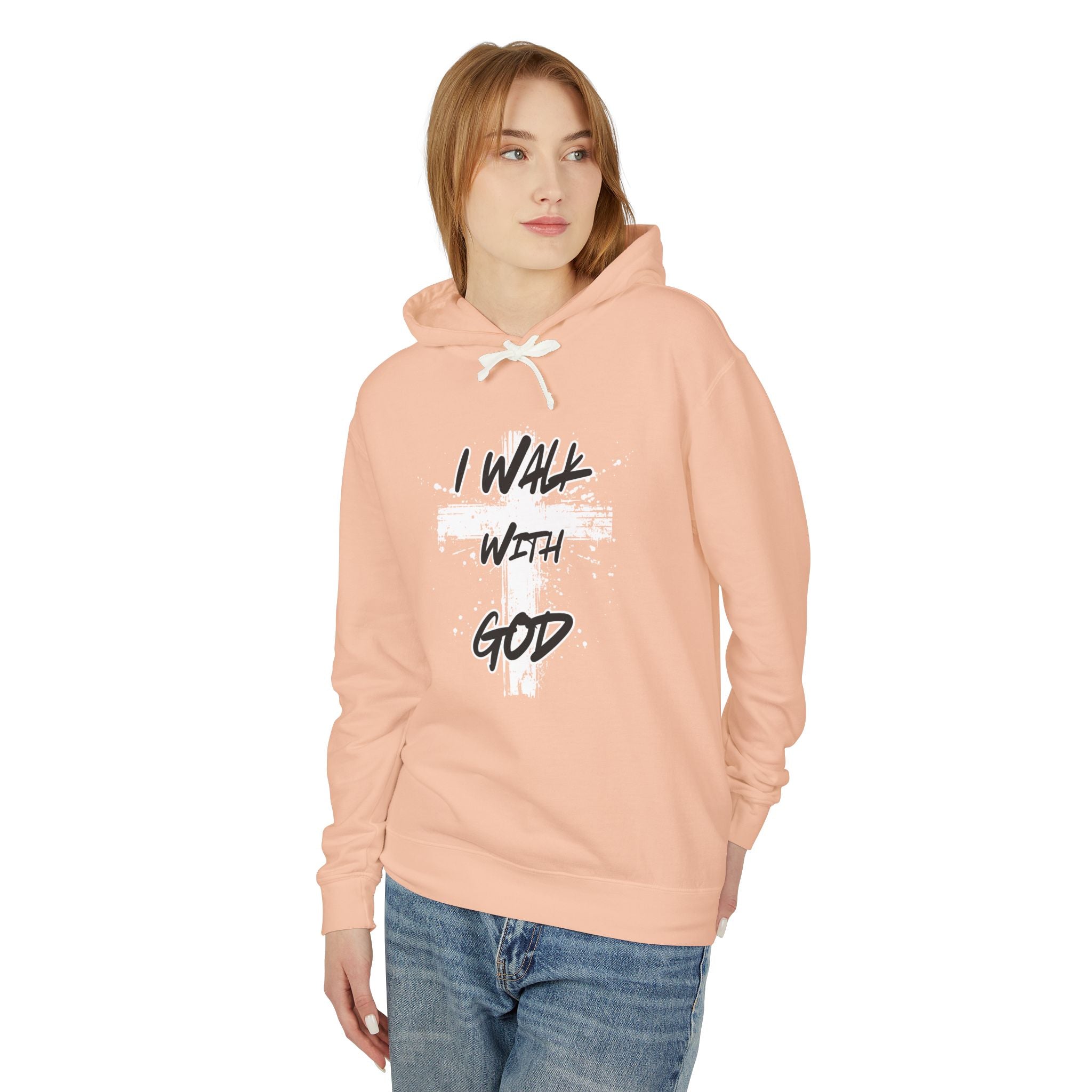 I Walk With God Unisex Relaxed Fit Lightweight Hooded Sweatshirt