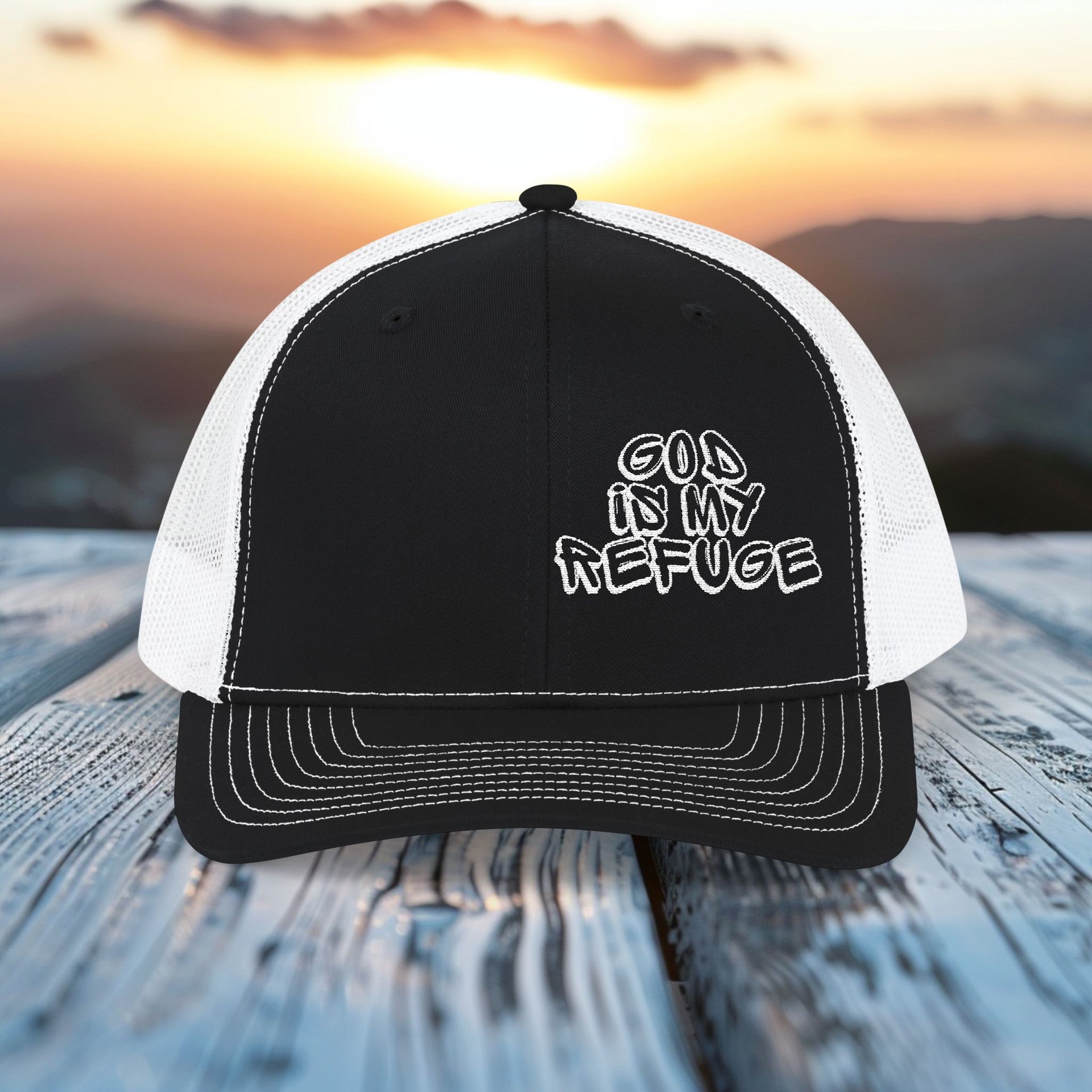 God Is My Refuge Snapback Trucker Hat - My Faith My Father