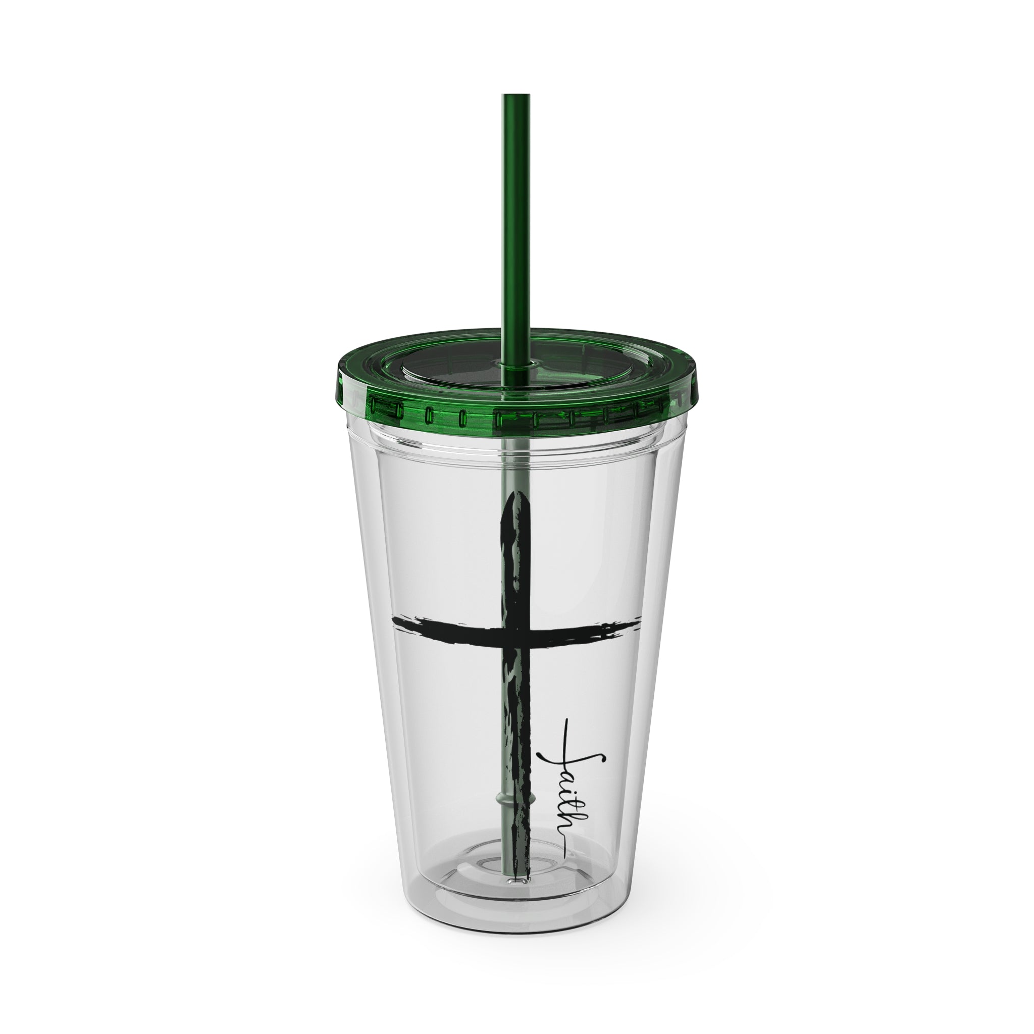 Cross With Faith Sunsplash 16oz Tumbler with Straw