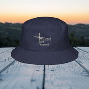 Man of God embroidered bucket hat with cross design, perfect for expressing faith and family values.