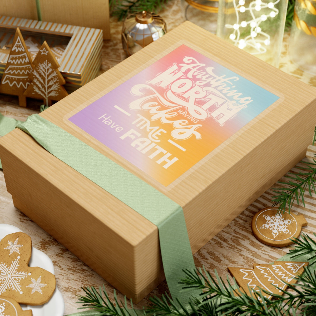 Anything Worth Having Takes Time, Have Faith Kiss-Cut Stickers