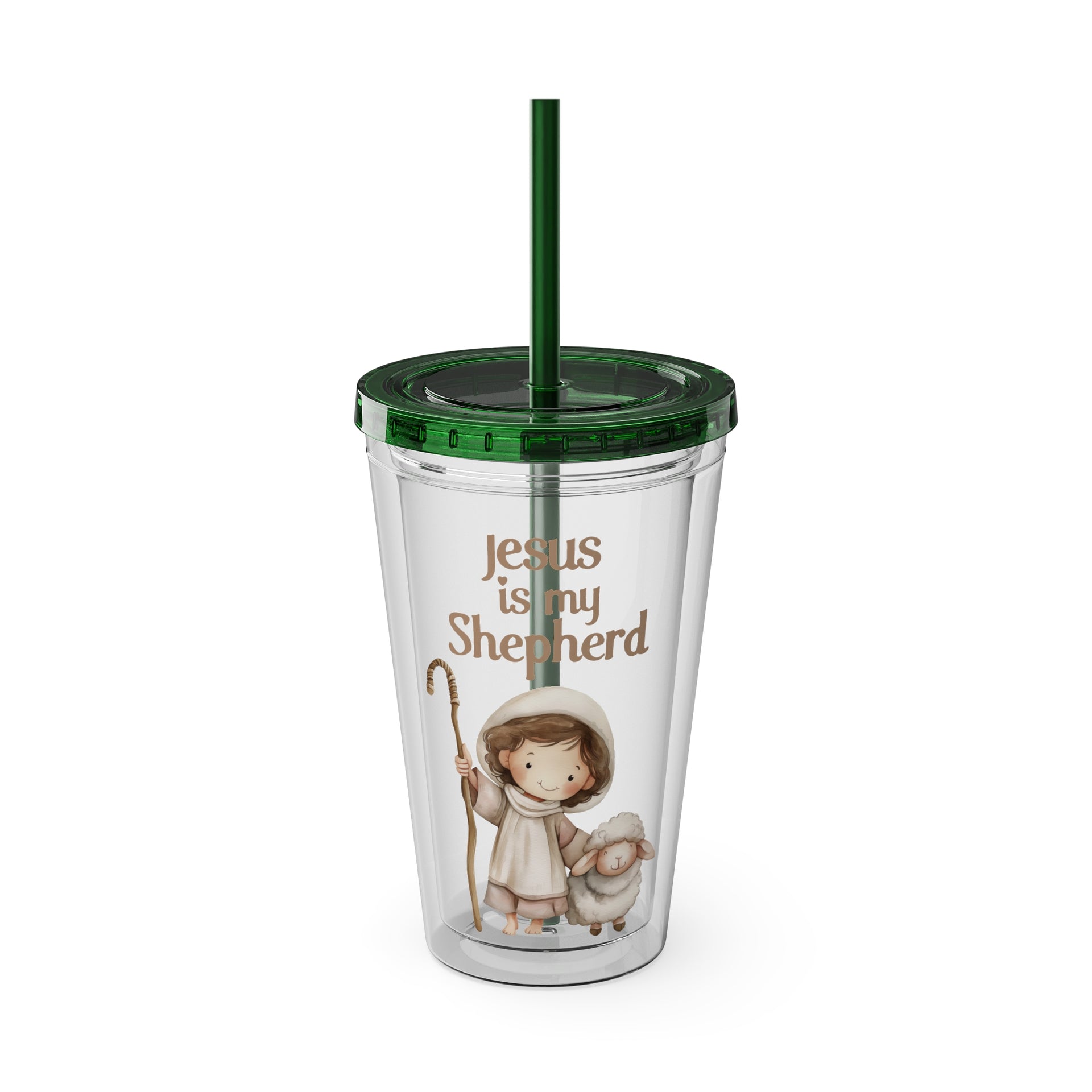 Jesus Is My Shepherd Sunsplash 16oz Tumbler With Straw - My Faith My Father