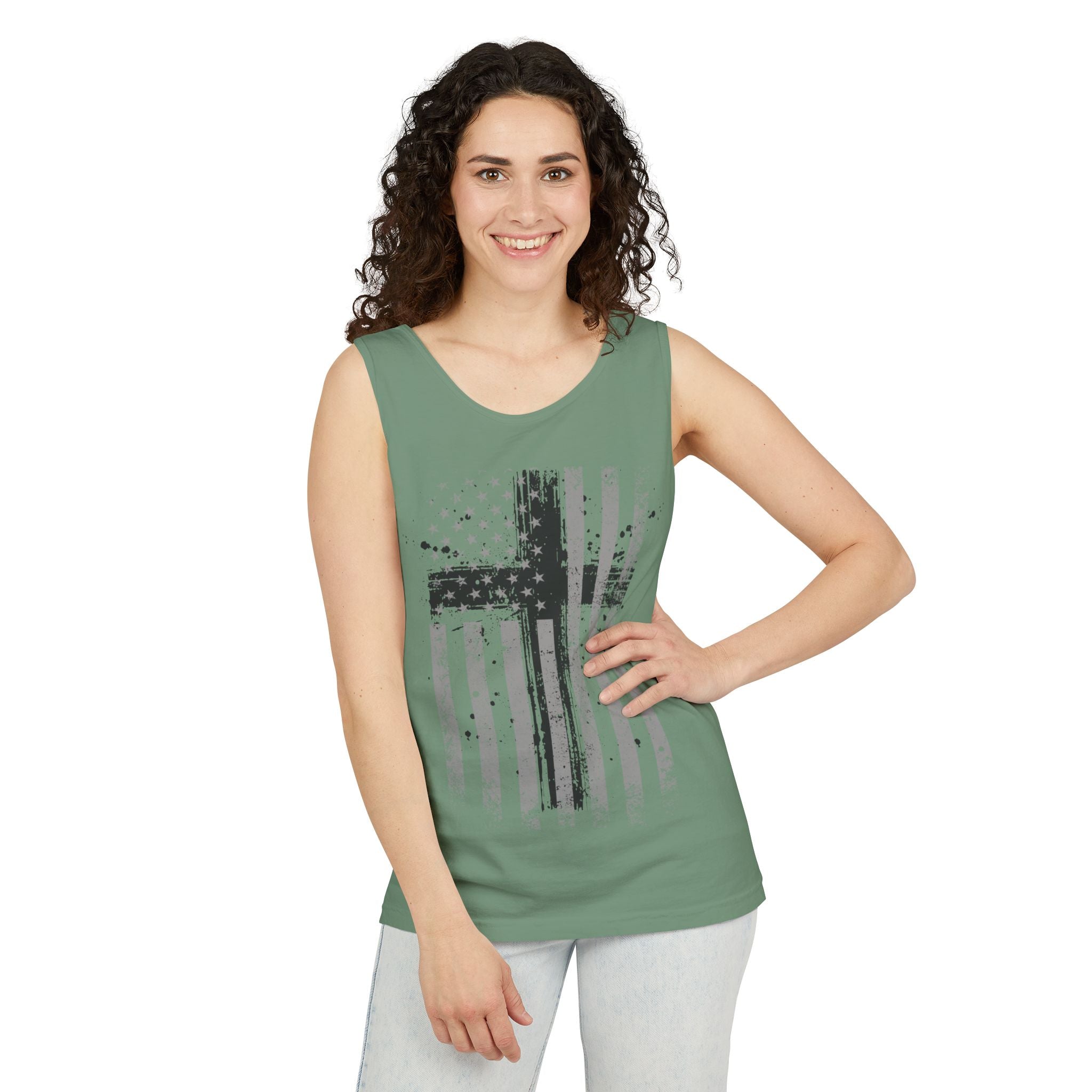 Flag With Cross Unisex Relaxed Fit Tank