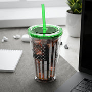 Flag With Cross Sunsplash 16oz Tumbler With Straw - My Faith My Father