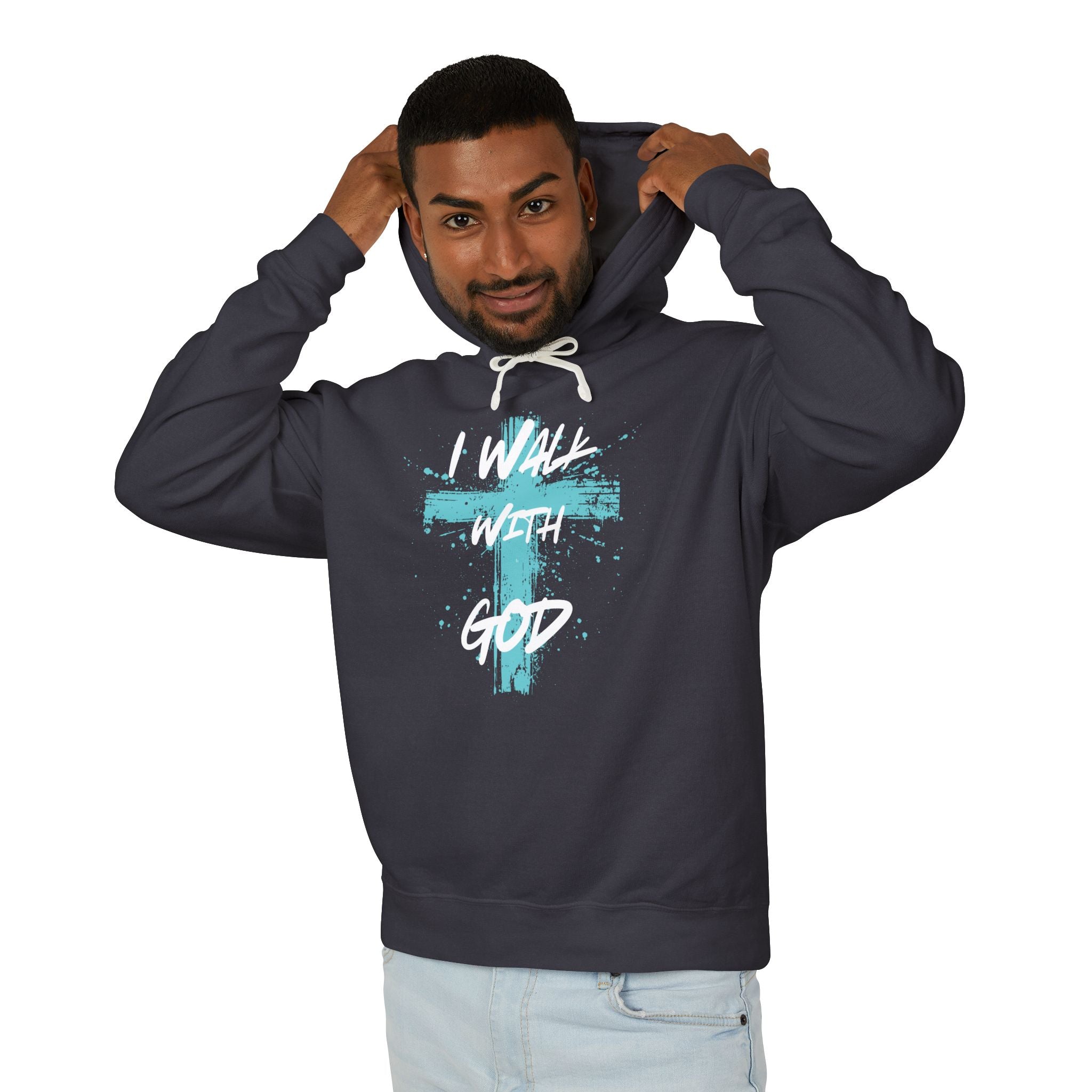 I Walk With God Unisex Relaxed Fit Lightweight Hooded Sweatshirt