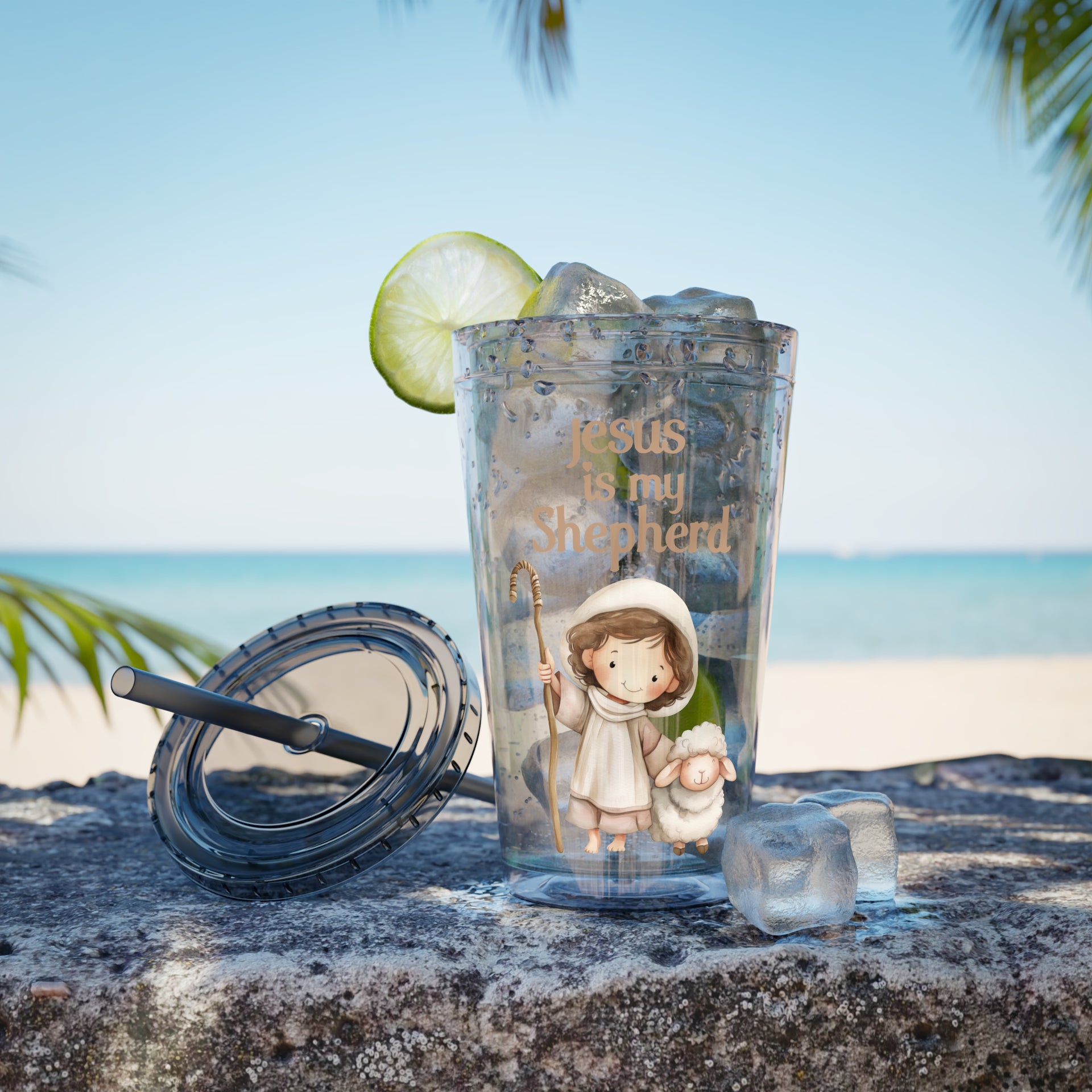 Jesus Is My Shepherd Sunsplash 16oz Tumbler With Straw - My Faith My Father