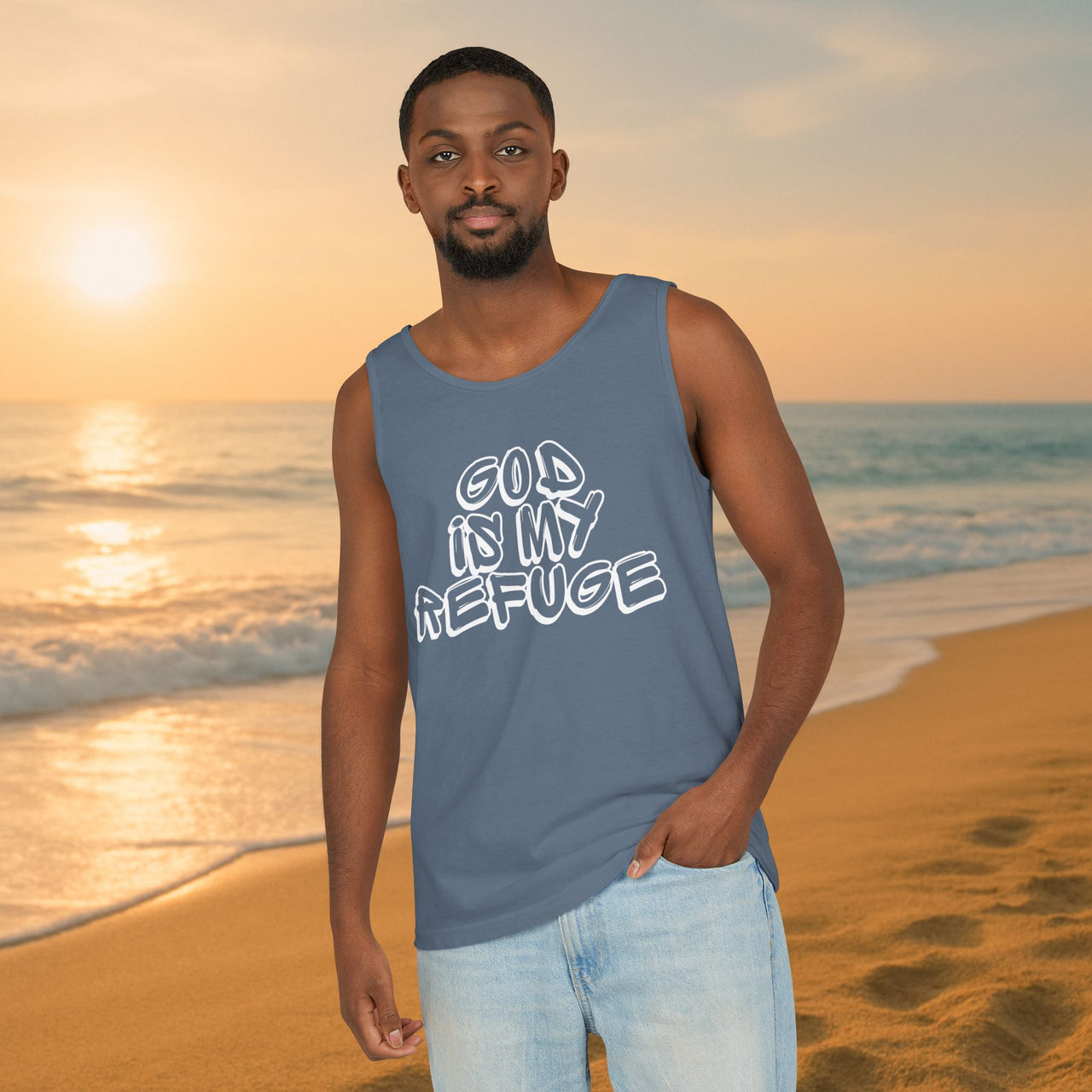 God is My Refuge Unisex Relaxed Fit Tank Top - My Faith My Father