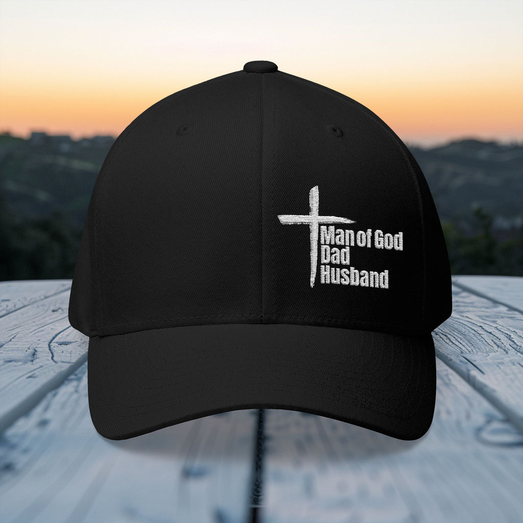 Man of God, Dad, Husband Embroidered Flexfit Hat