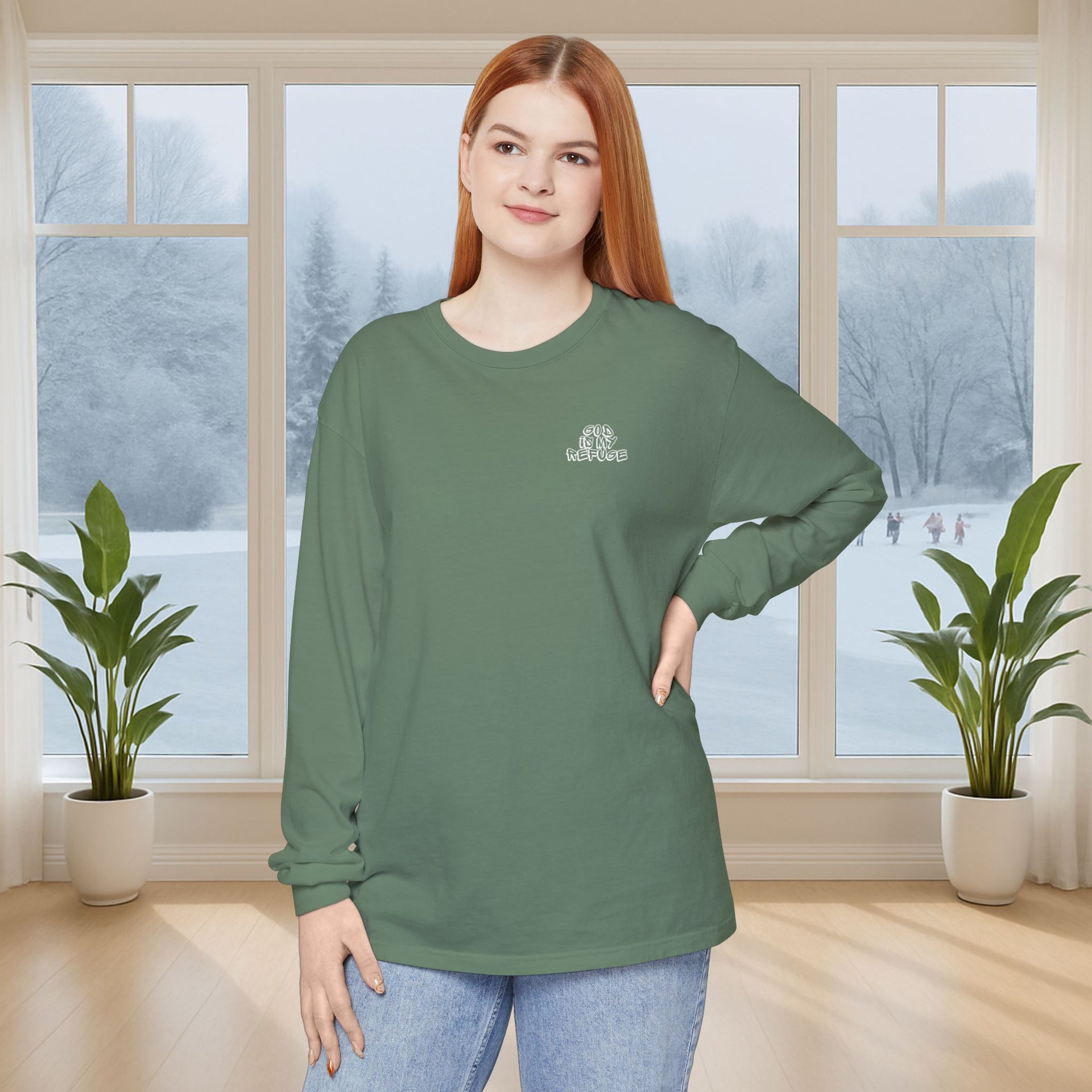 God is My Refuge Unisex Relaxed Fit Long Sleeve T-Shirt - My Faith My Father