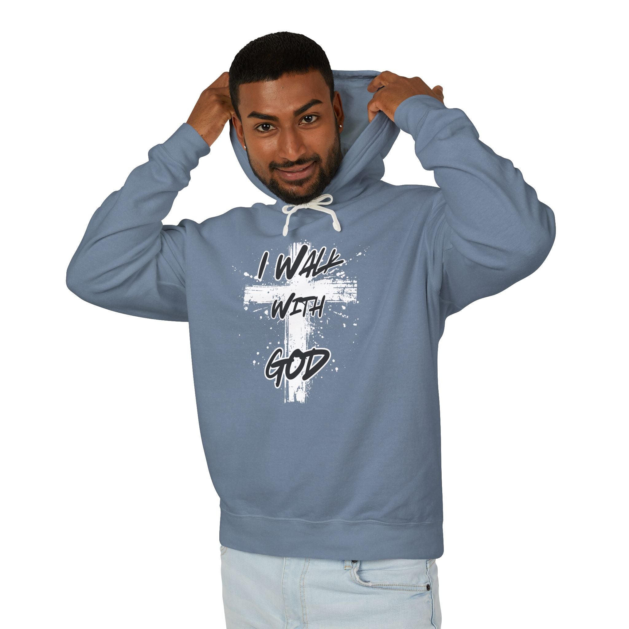 I Walk With God Unisex Relaxed Fit Lightweight Hooded Sweatshirt