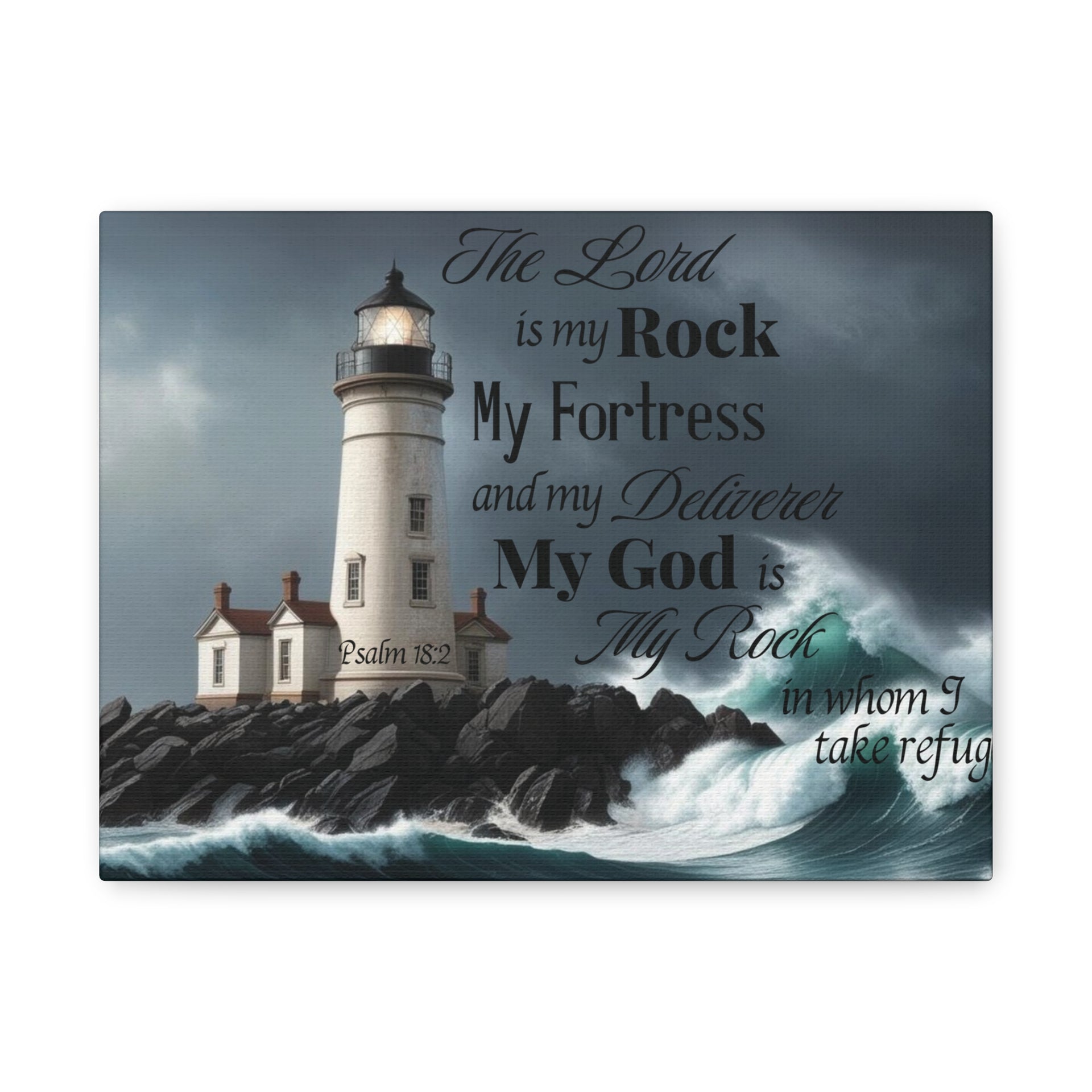 Psalm 18:2 Lighthouse Matte Canvas Wall Art - My Faith My Father