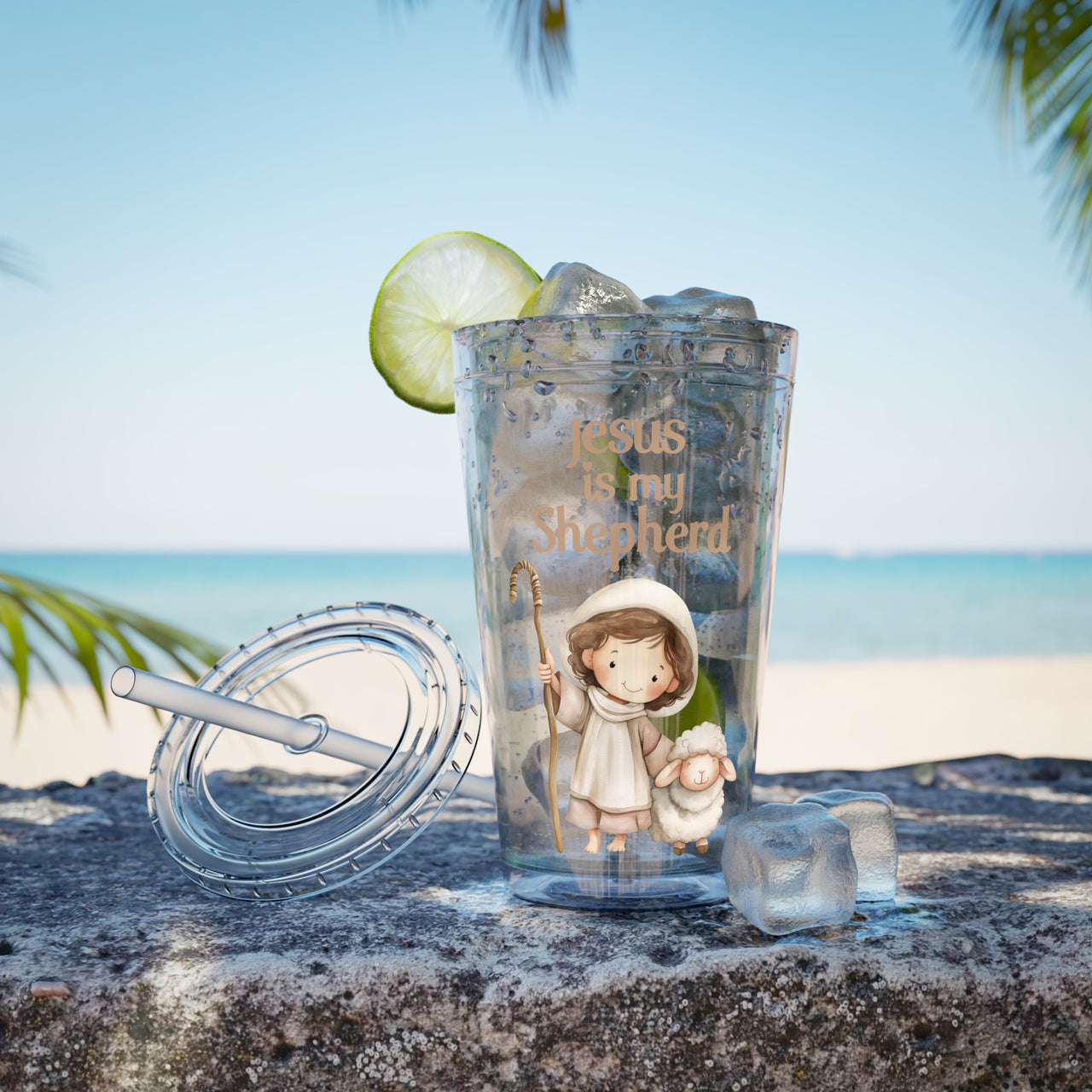 Jesus Is My Shepherd Sunsplash 16oz Tumbler With Straw - My Faith My Father