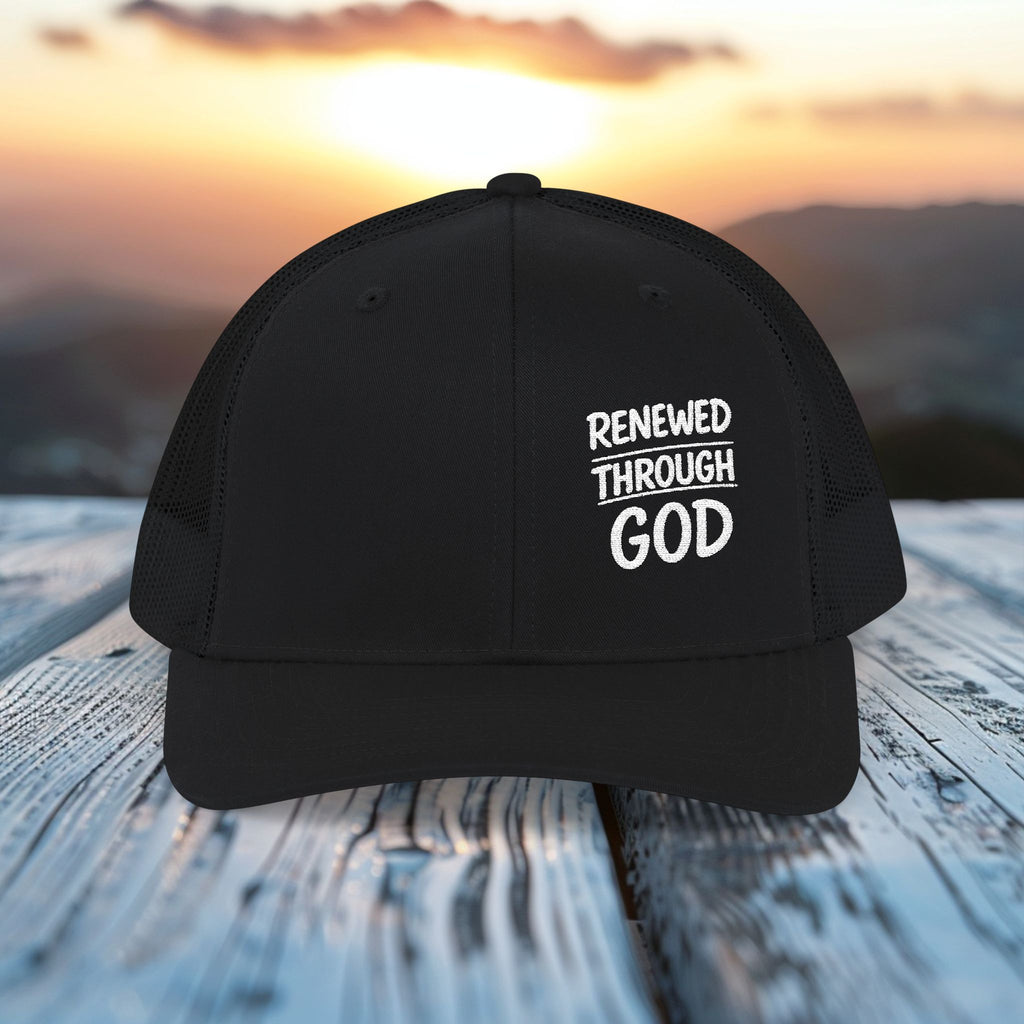 Renewed Through God Embroidered Snapback Trucker Hat