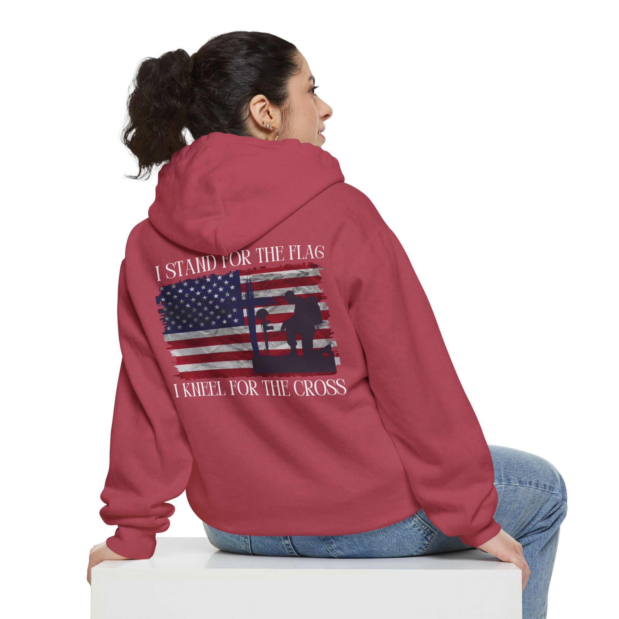 I Stand for the Flag, I Kneel for the Cross Unisex Relaxed Fit Hoodie