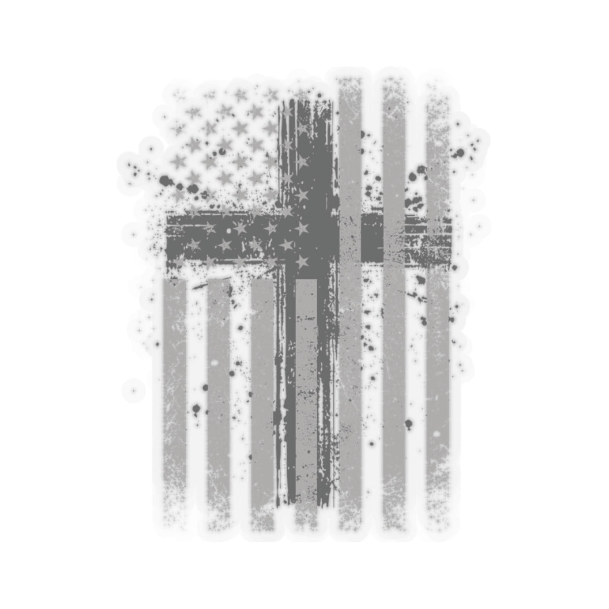American Flag With Cross Kiss-Cut Stickers