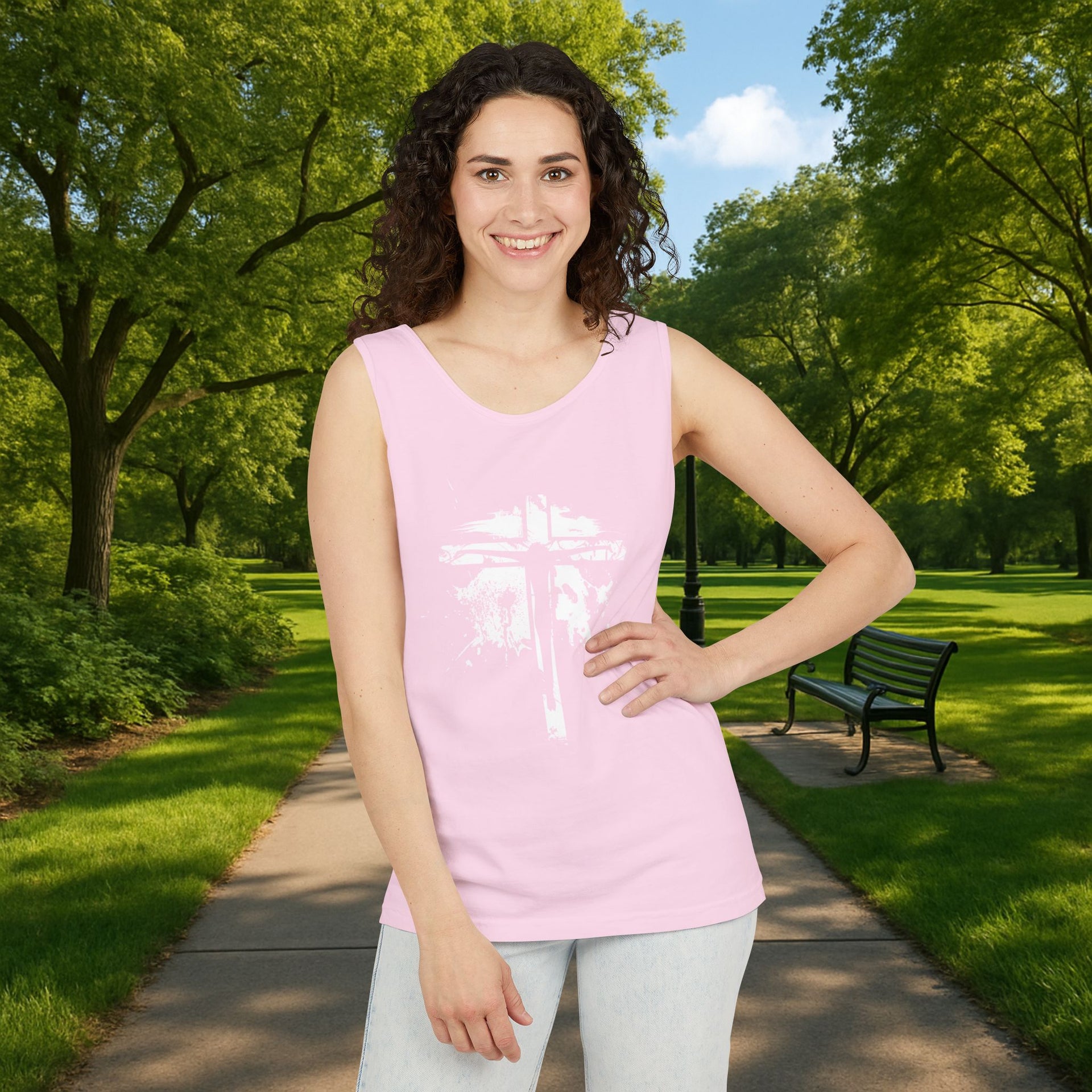 Jesus On Cross Unisex Relaxed Fit Tank Top - My Faith My Father