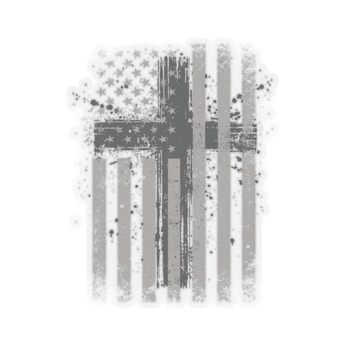 American Flag With Cross Kiss-Cut Stickers