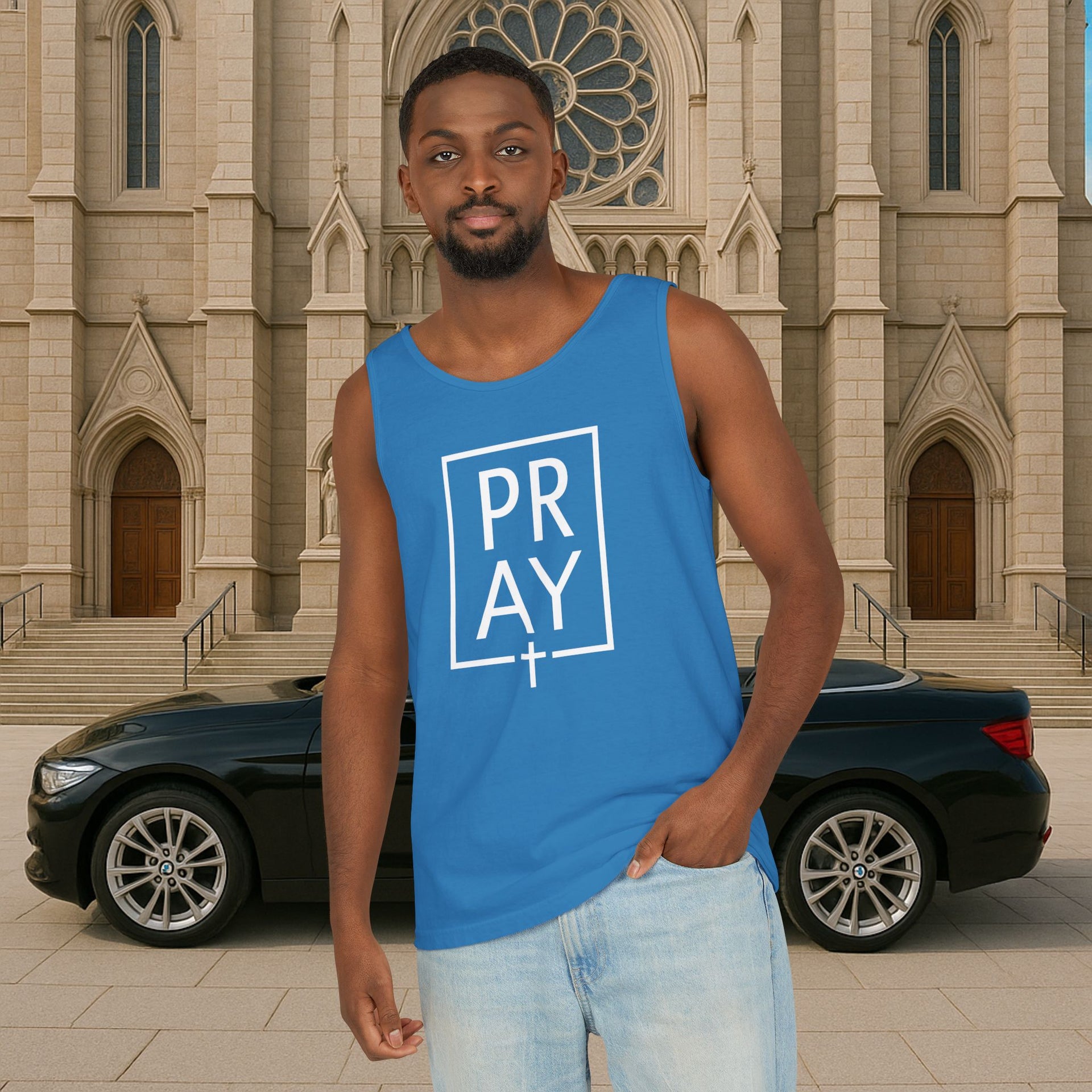 Pray + Cross Unisex Relaxed Fit Tank Top - My Faith My Father