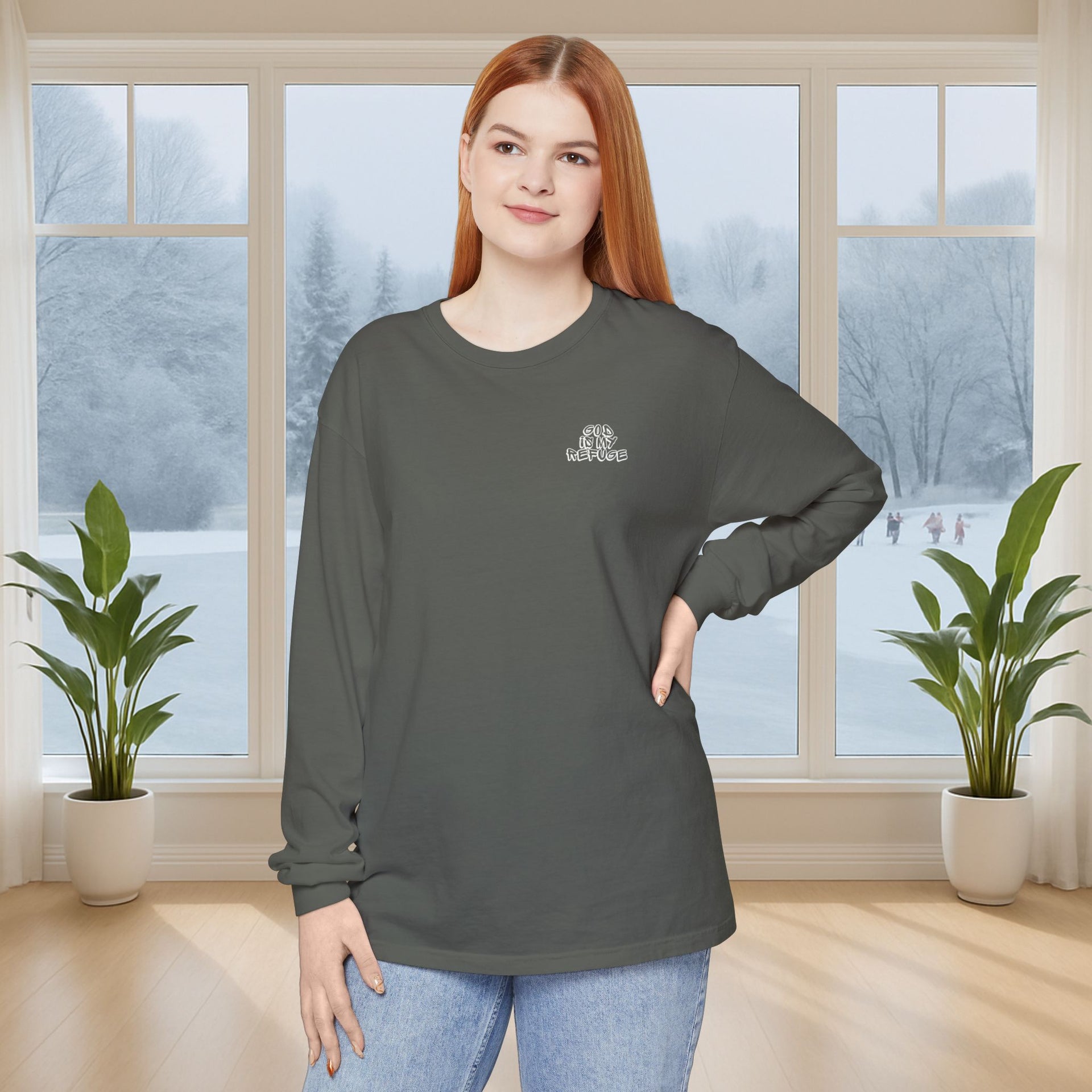 God is My Refuge Unisex Relaxed Fit Long Sleeve T-Shirt - My Faith My Father