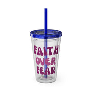Faith Over Fear Sunsplash 16oz Tumbler With Straw - My Faith My Father
