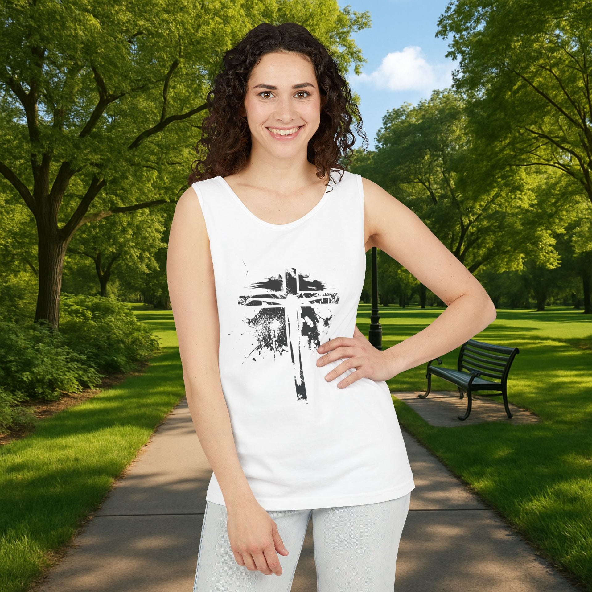 Jesus On Cross Unisex Relaxed Fit Tank Top - My Faith My Father