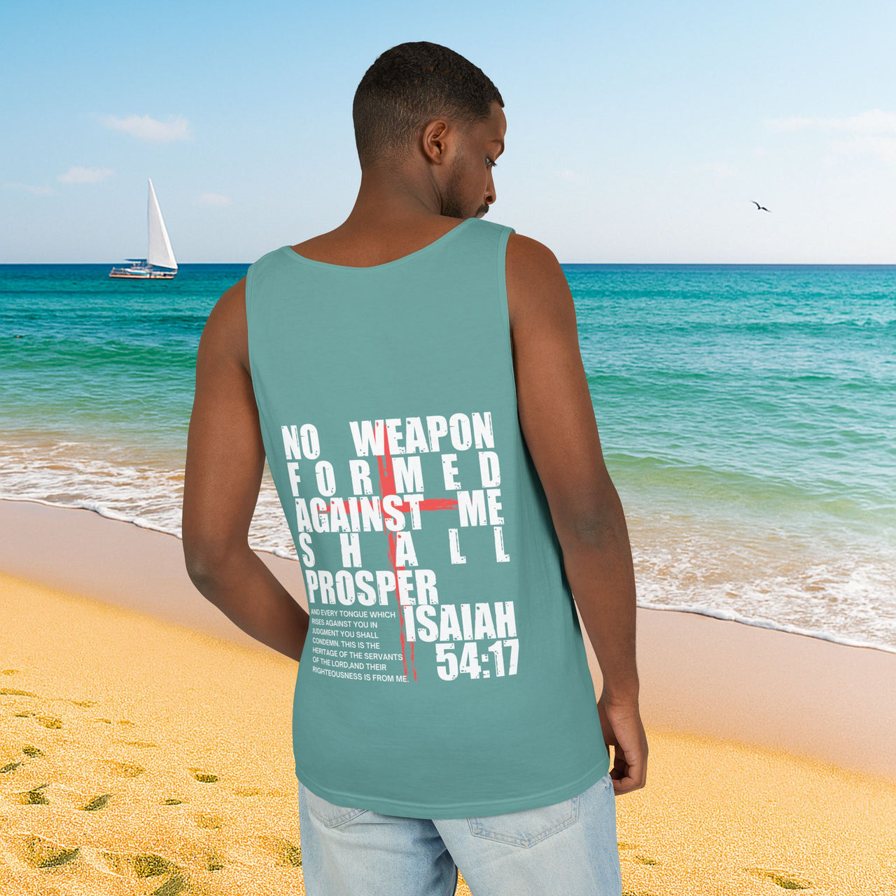 Isaiah 54:17 No Weapon Formed Against Me Relaxed Fit Tank Top - My Faith My Father