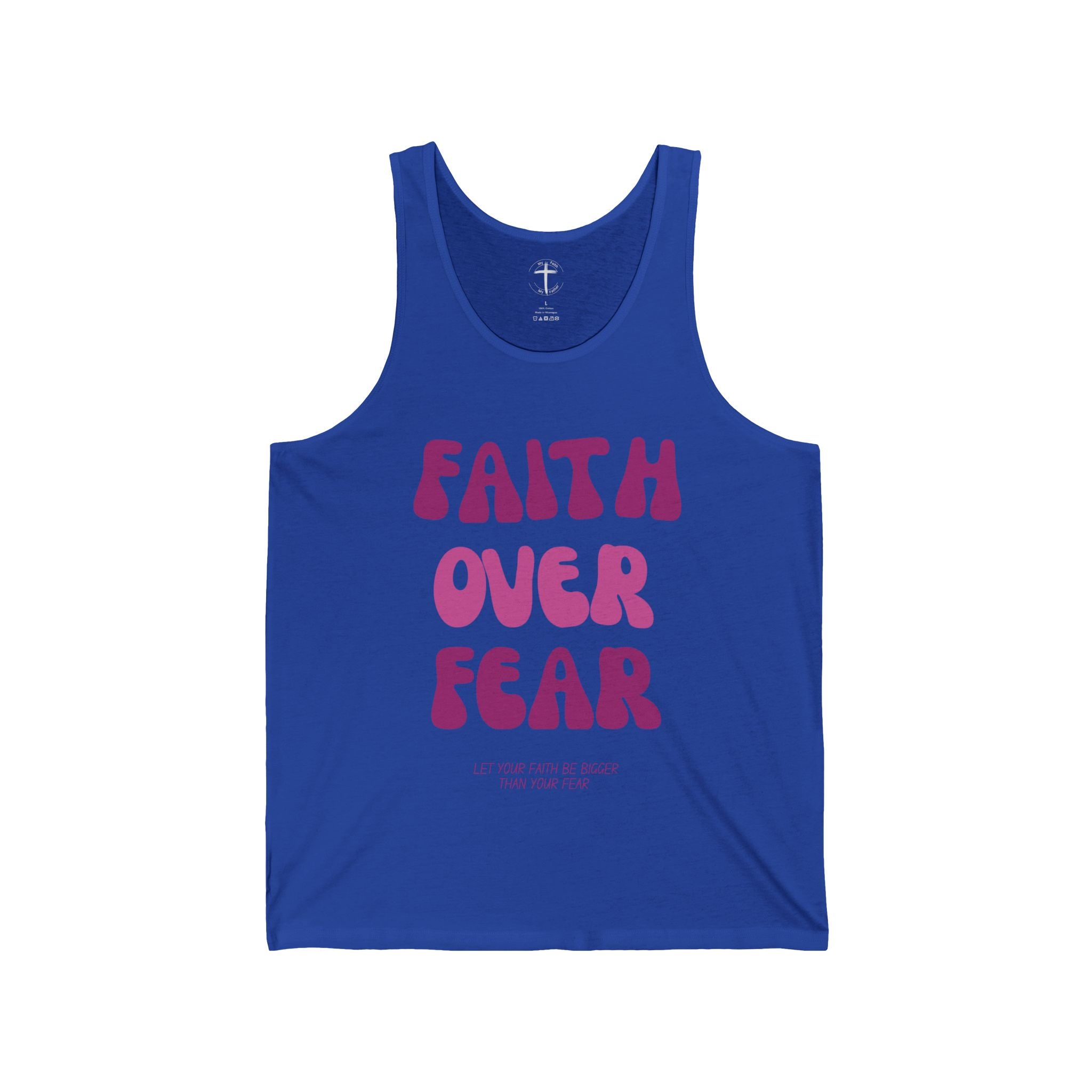 Faith Over Fear Unisex Jersey Tank Top, Inspirational Tank, Motivational Workout Shirt, Summer Casual Wear, Gift for Encouragement