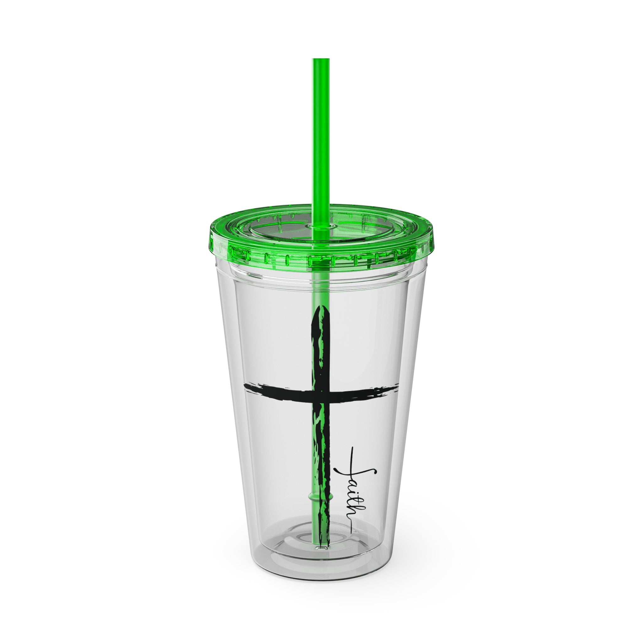 Cross With Faith Sunsplash 16oz Tumbler with Straw