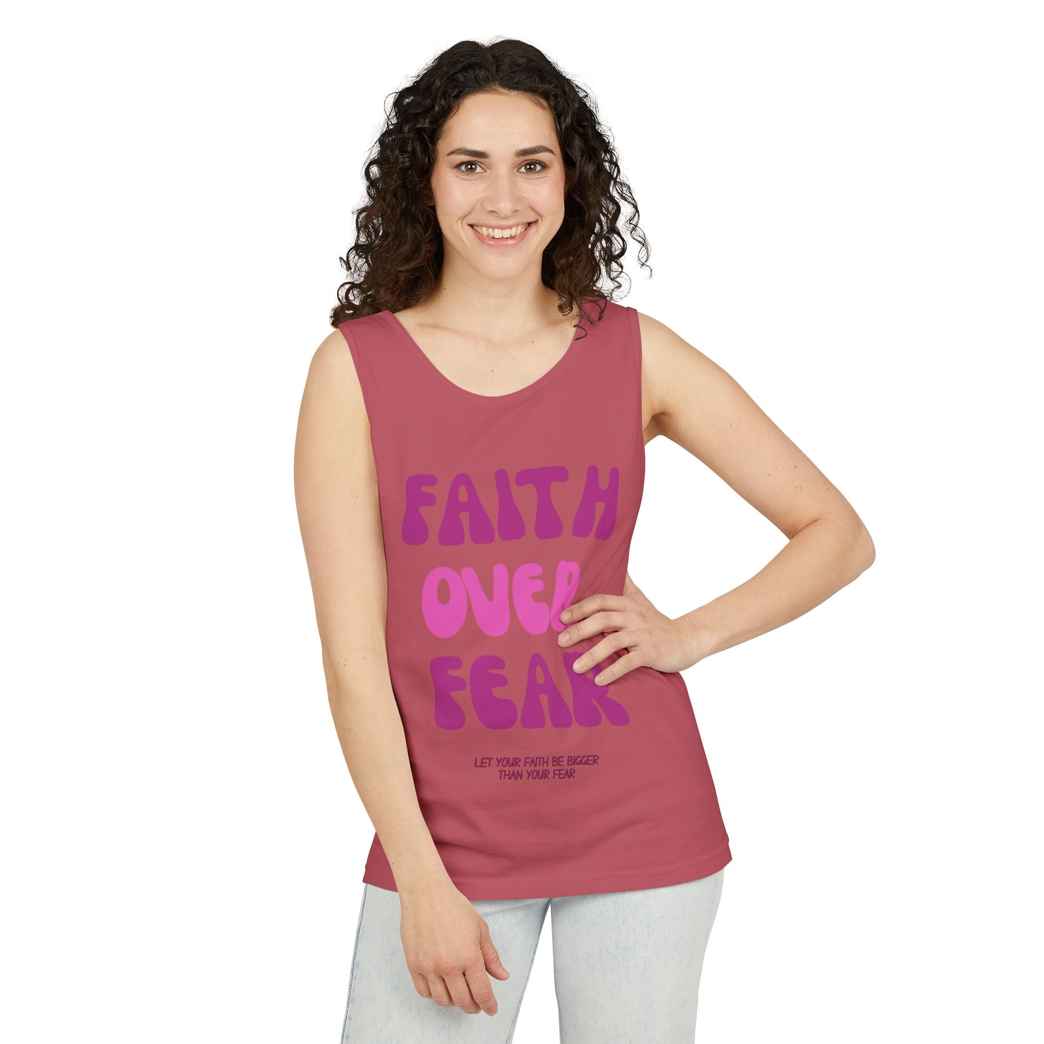 Faith Over Fear Relaxed Fit Tank Top, Inspirational Tee, Motivational Apparel, Summer Fashion, Gift for Her, Unisex Shirt