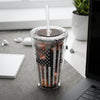 Flag With Cross Sunsplash 16oz Tumbler With Straw - My Faith My Father