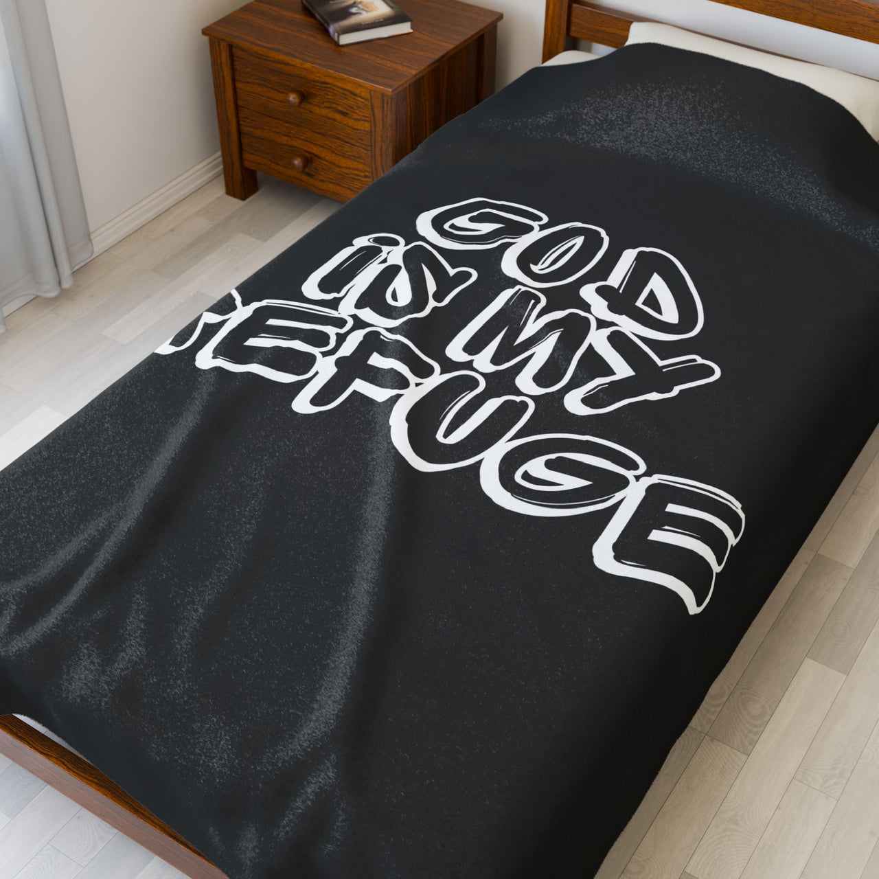 God Is My Refuge Velveteen Plush Blanket
