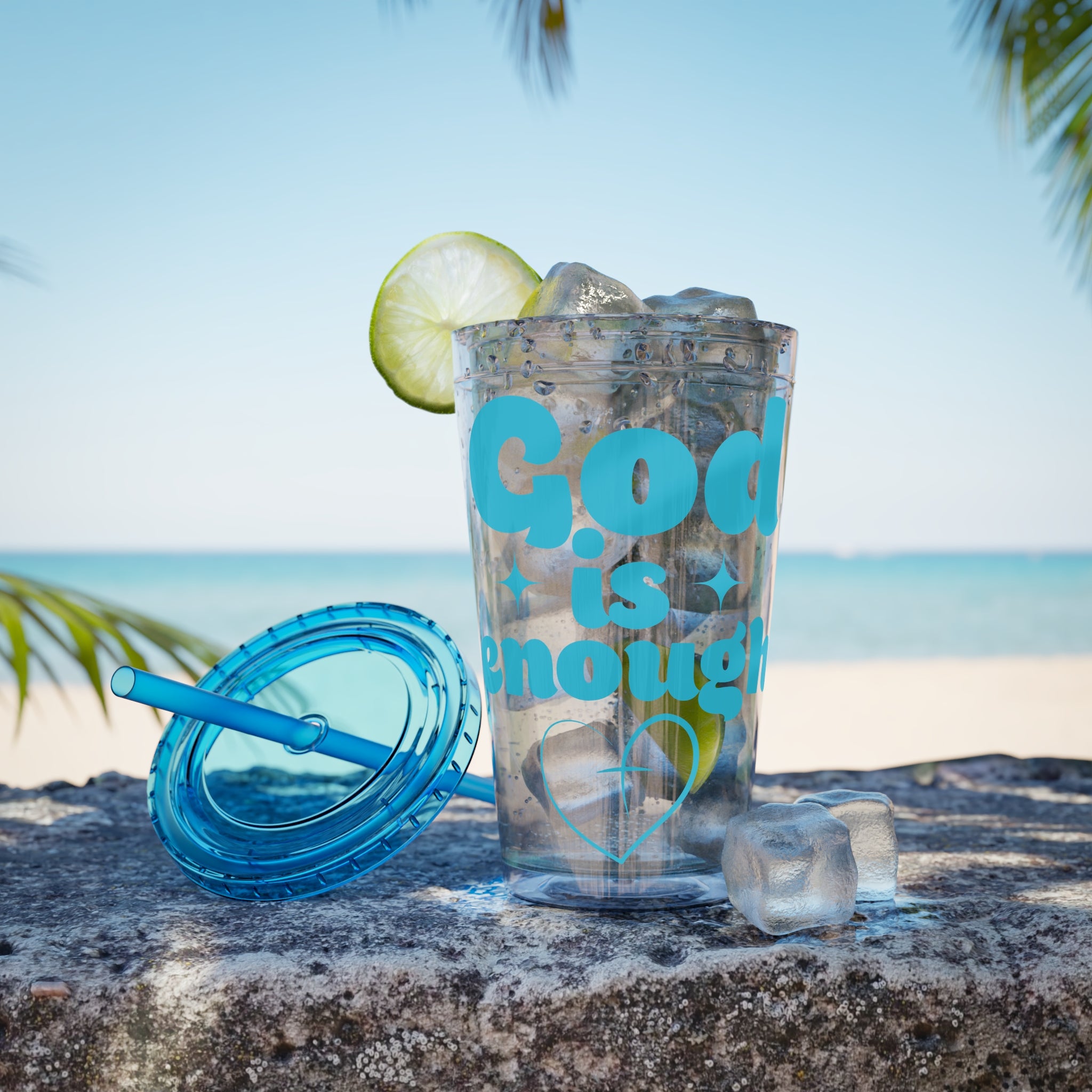 God Is Enough Sunsplash 16oz Tumbler With Straw