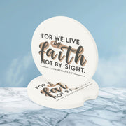 For We Live By Faith, Not By Sight Soapstone Car Coaster - My Faith My Father