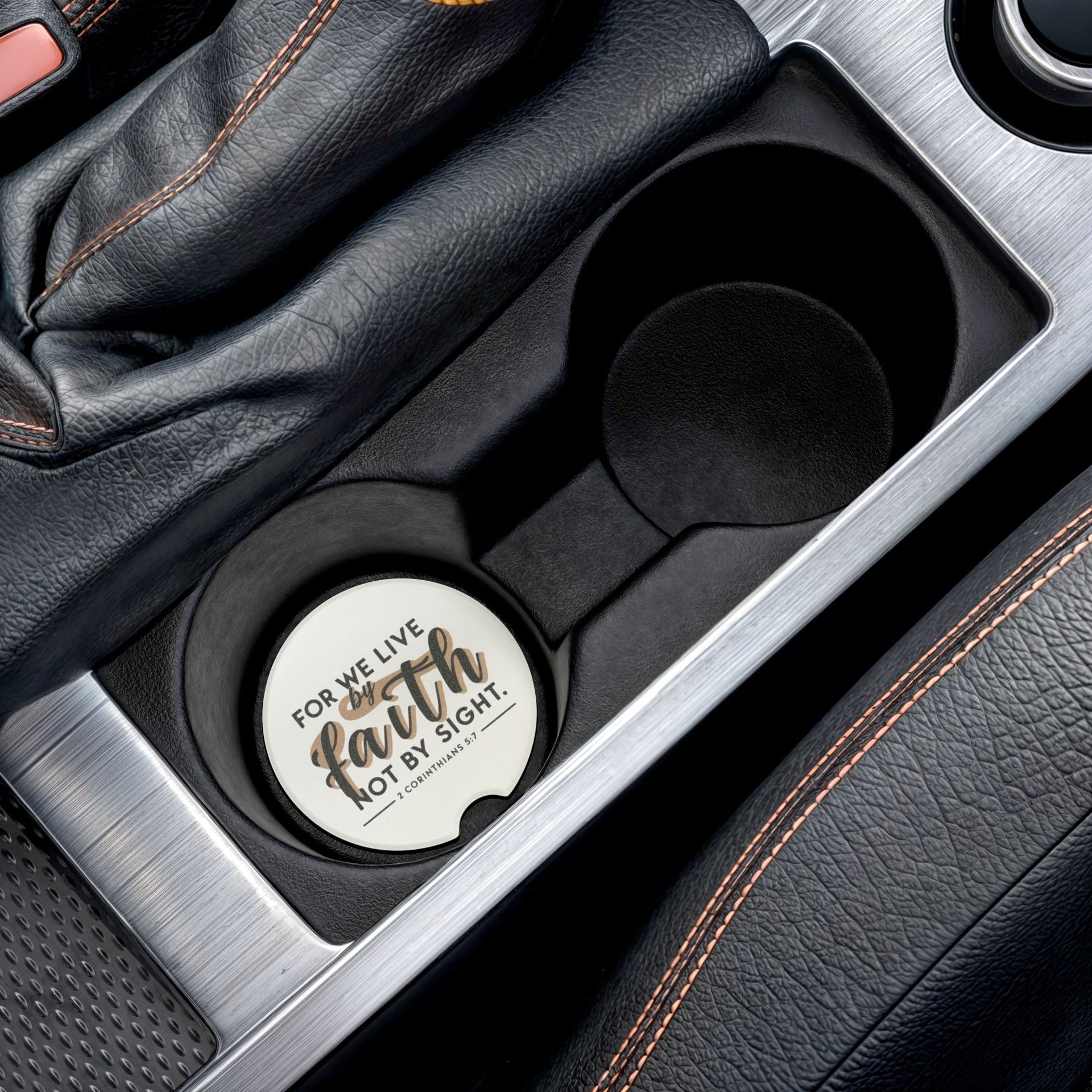 For We Live By Faith, Not By Sight Soapstone Car Coaster - My Faith My Father